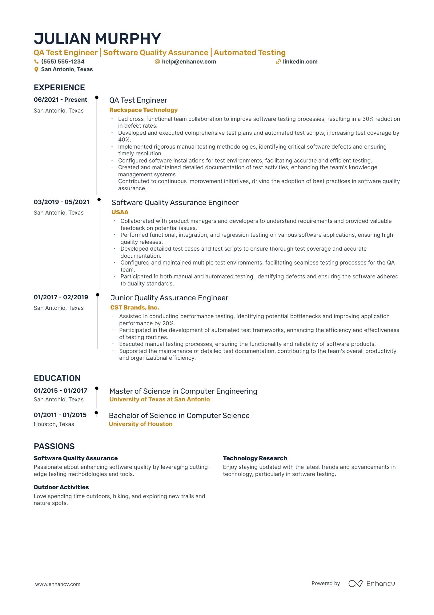 Junior Test Engineer resume example