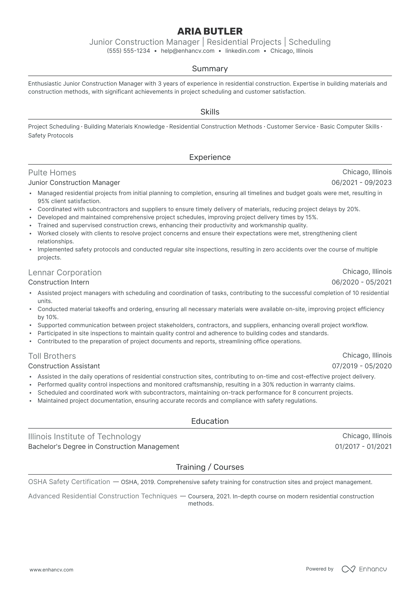 Residential Construction Project Manager Resume Example Resume Example