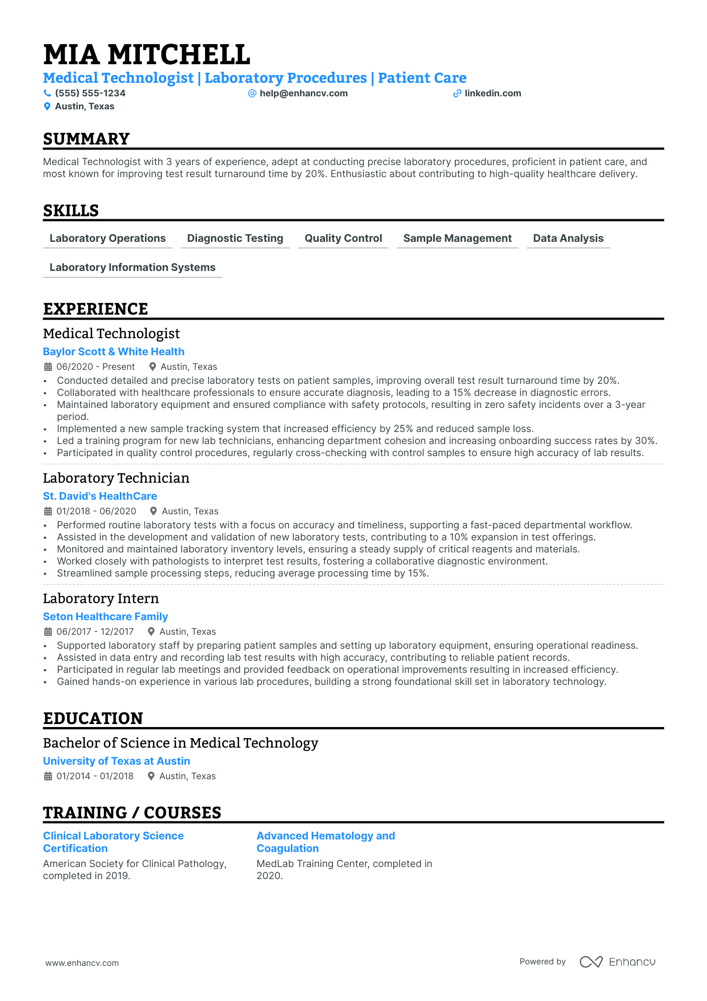 Medical Laboratory Technologist Resume Example Resume Example