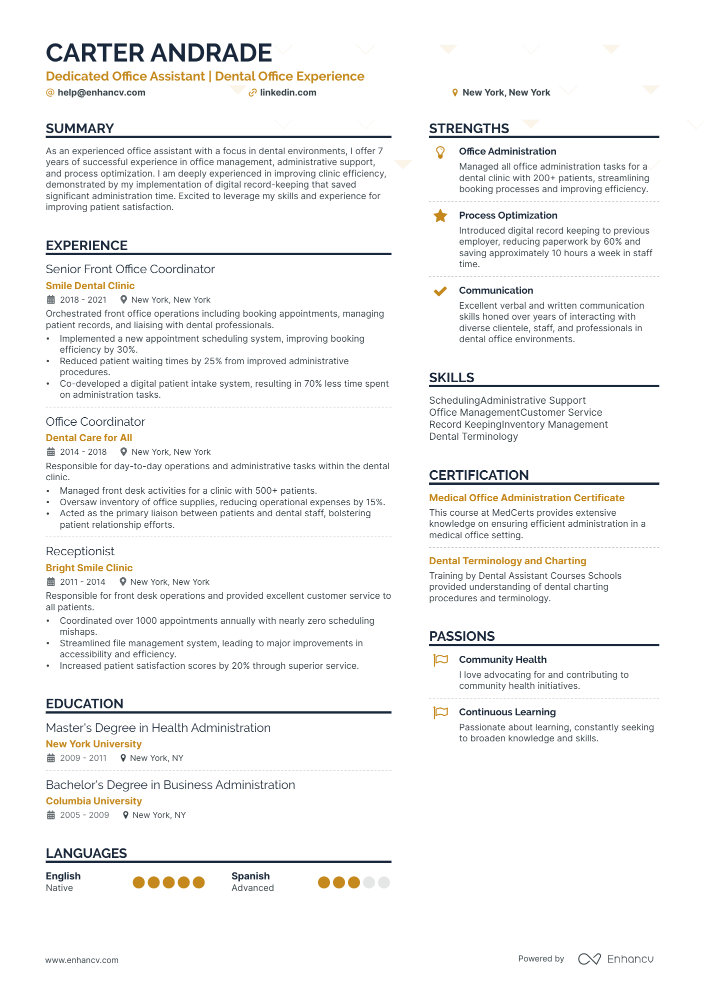 front office assistant resume example