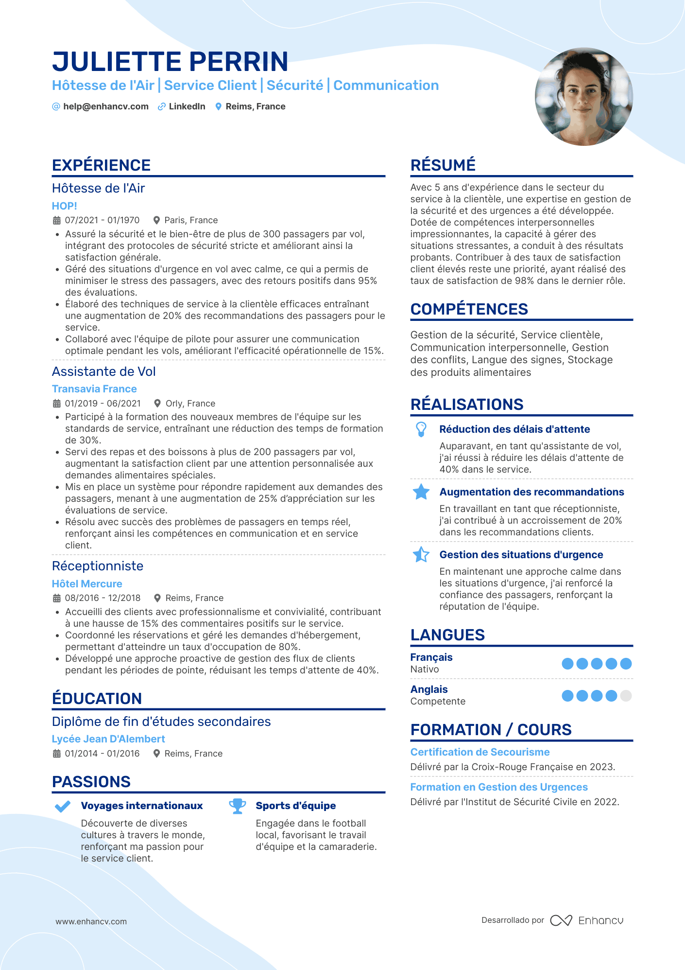 hotesse de lair CV