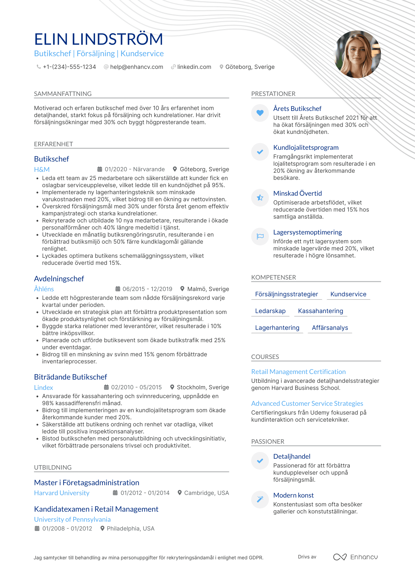 Butikschef CV