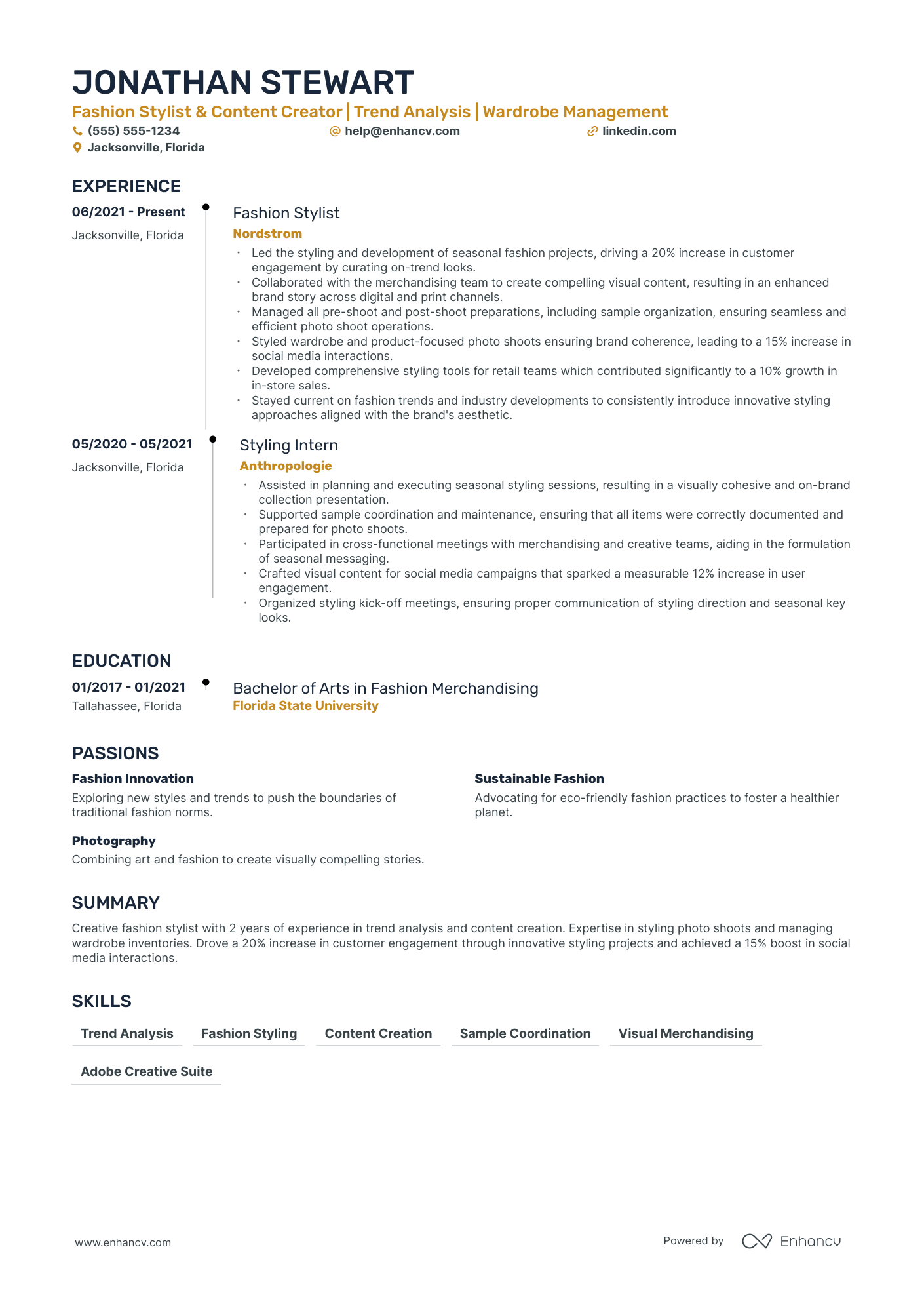 Fashion Photographer resume example