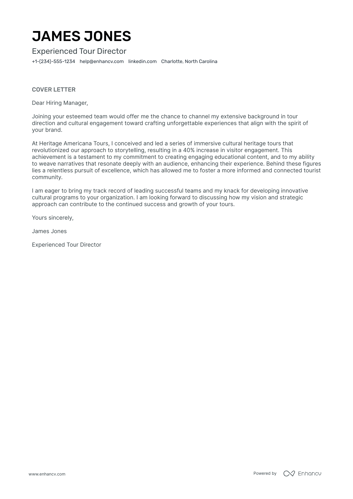 Tour Director cover letter