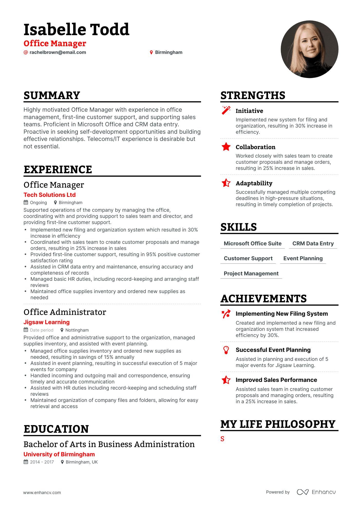 3 Office Manager Cv Examples For 2023