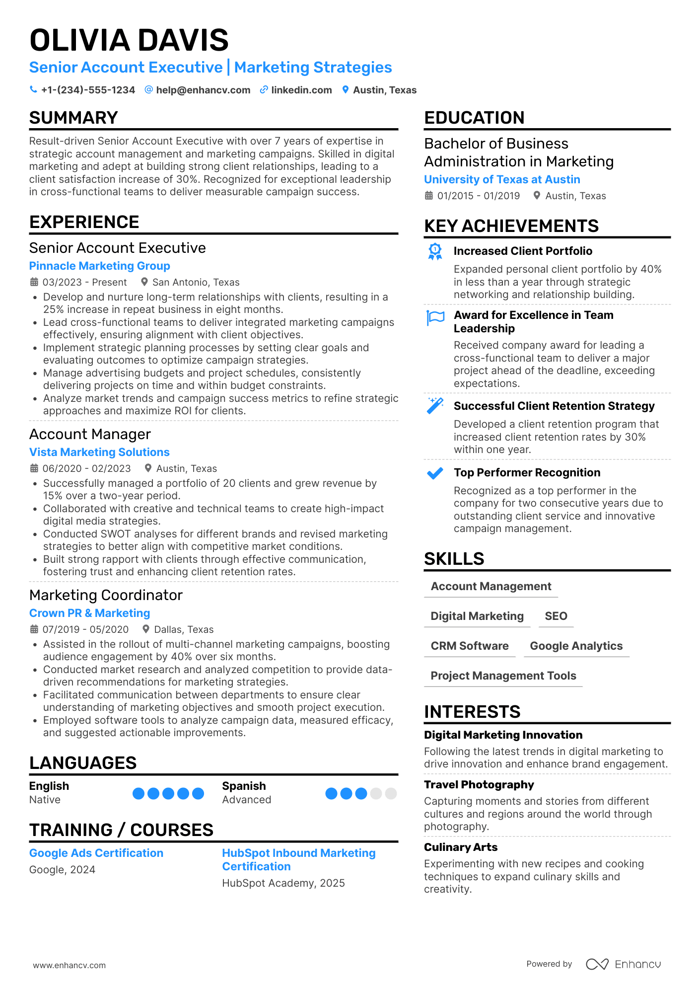 Senior Account Executive resume example