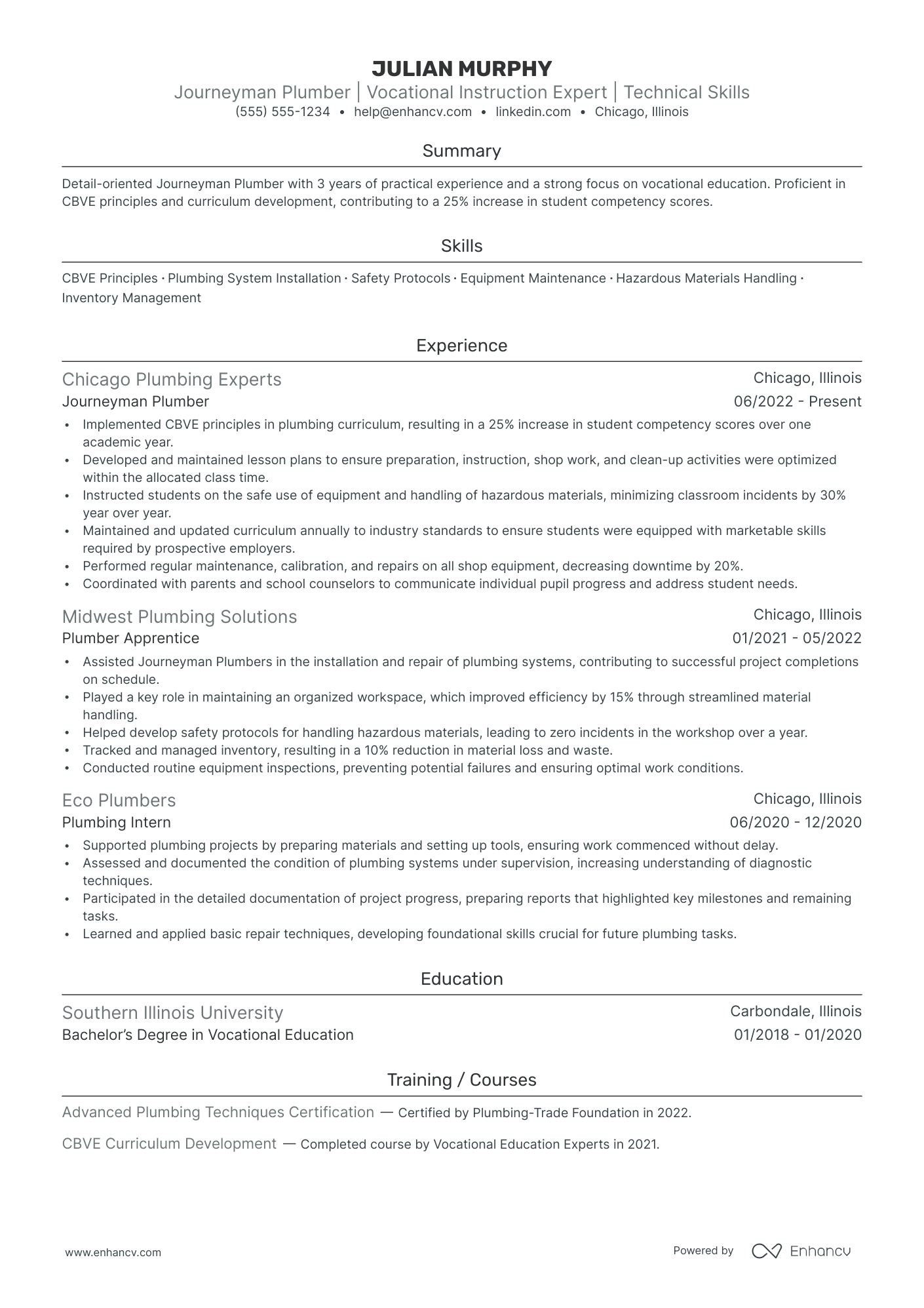 Plumbing Contractor Resume Example Resume Example