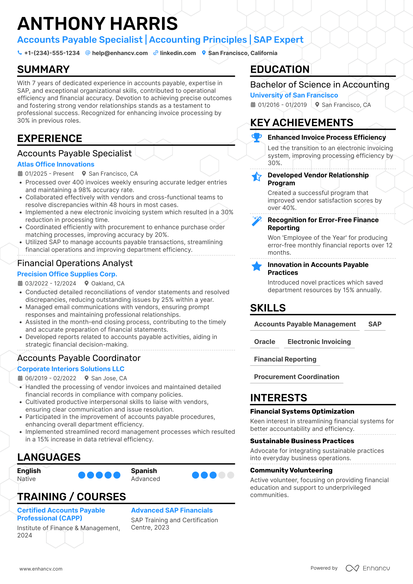 Accounts Payable Specialist resume example