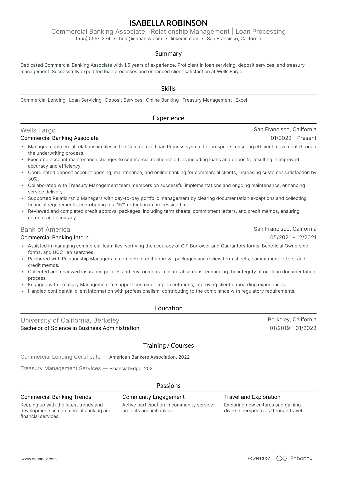 Commercial Bank Teller resume example