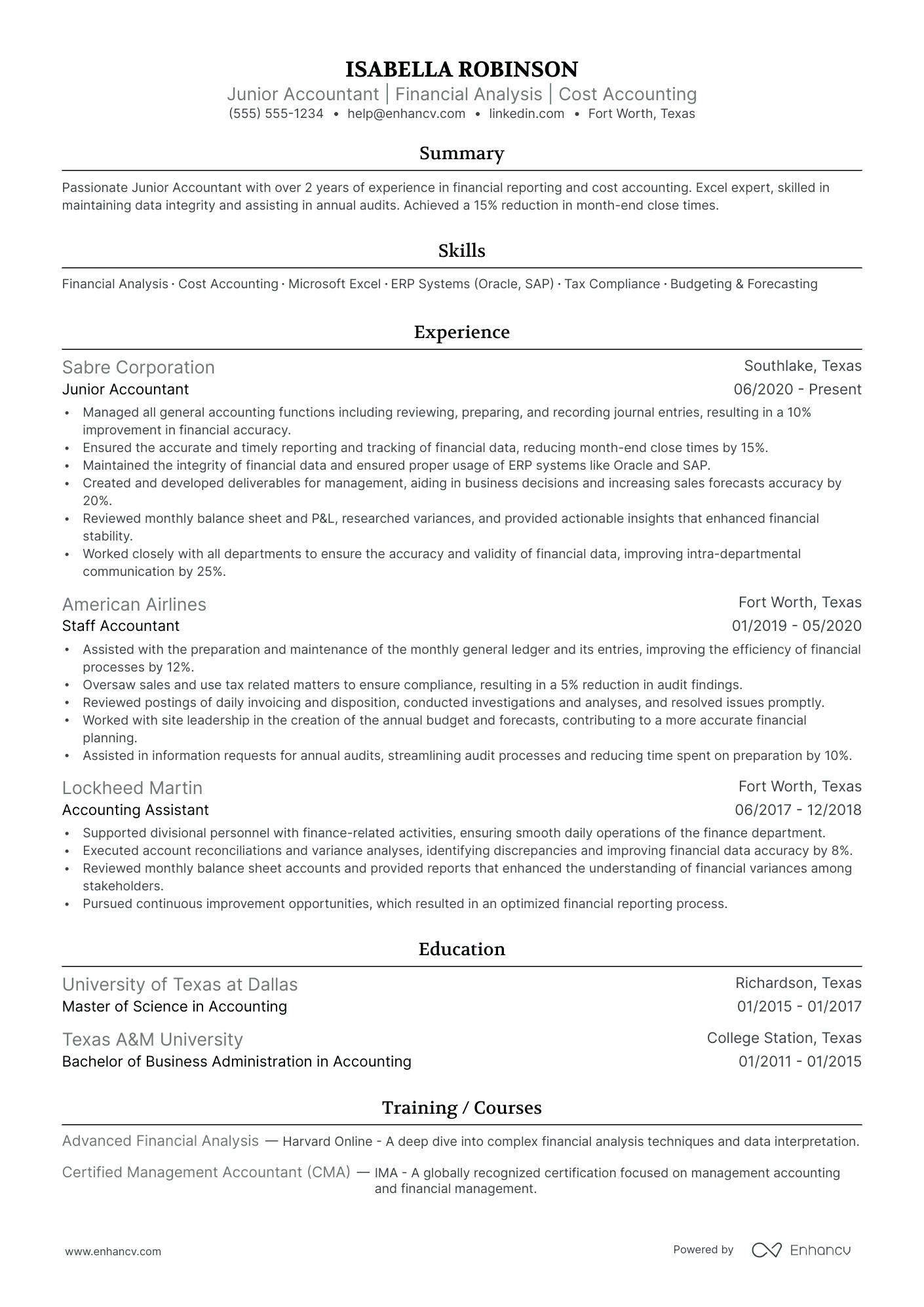 Junior Accountant Resume Example Resume Example