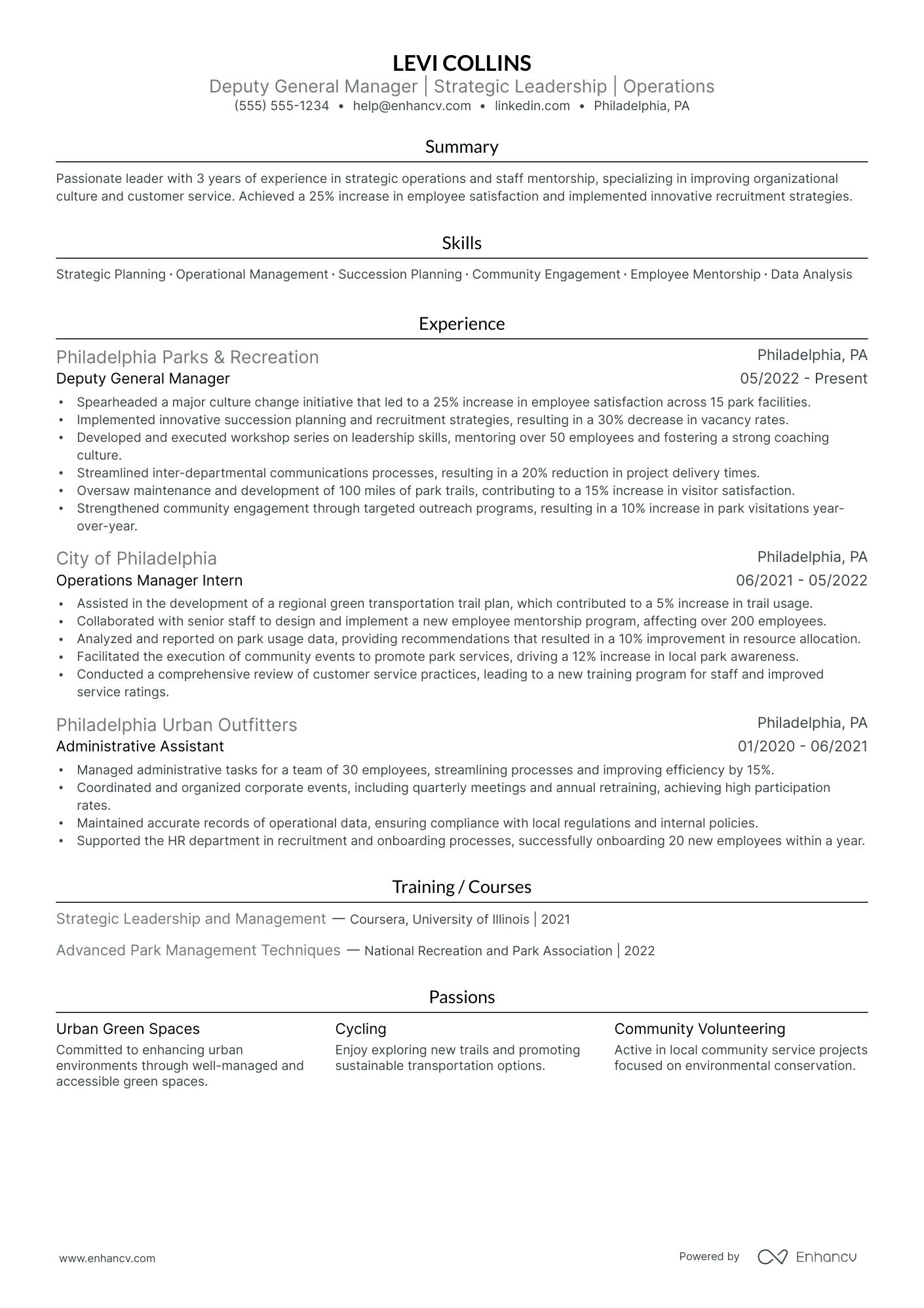 Deputy General Manager resume example