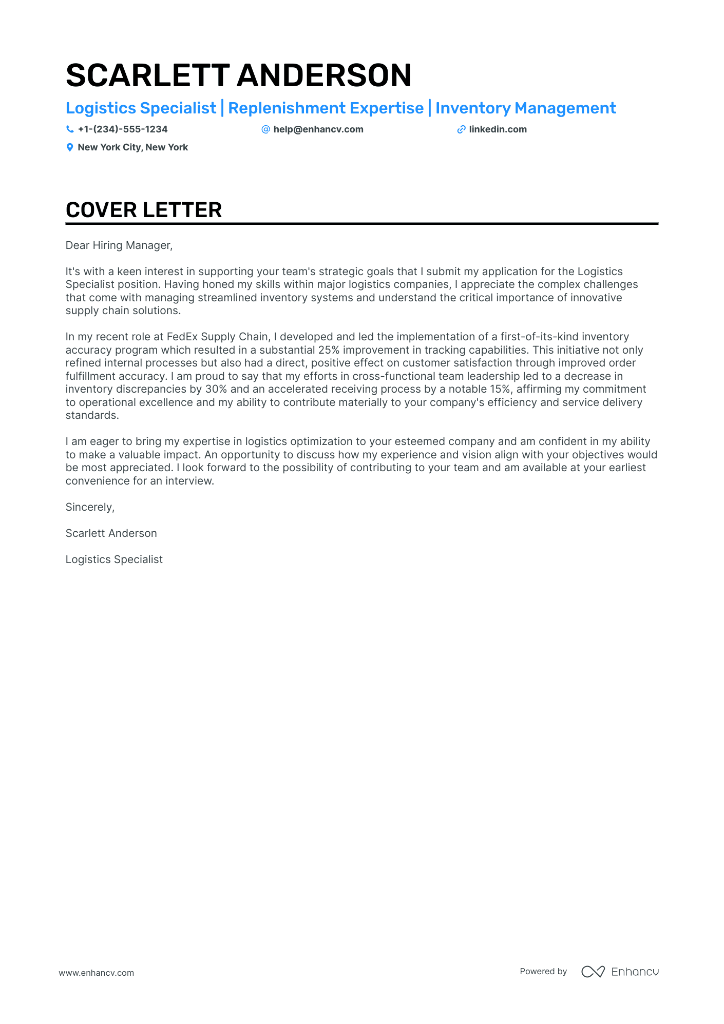 Warehouse Worker cover letter