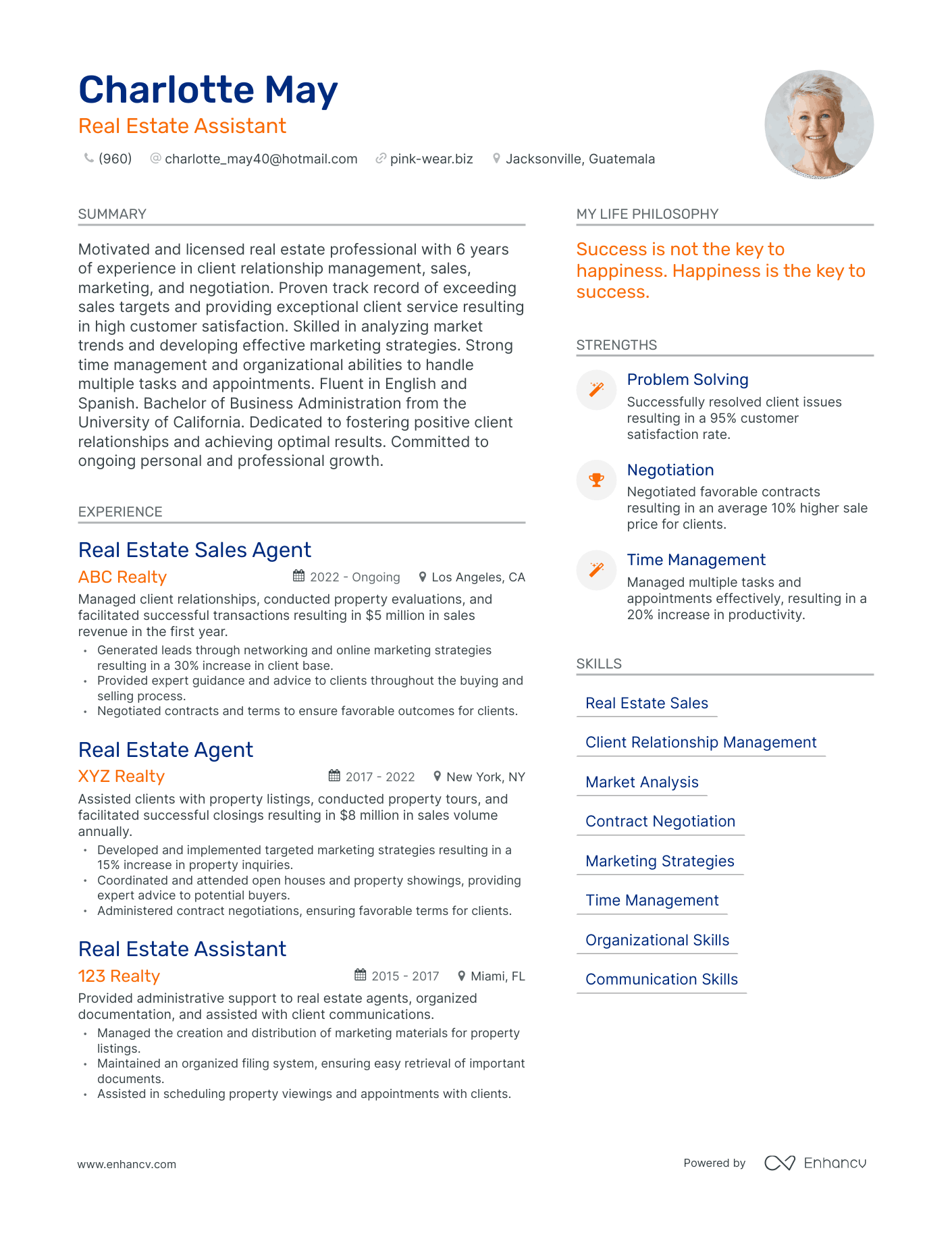 Modern Real Estate Assistant Resume Example