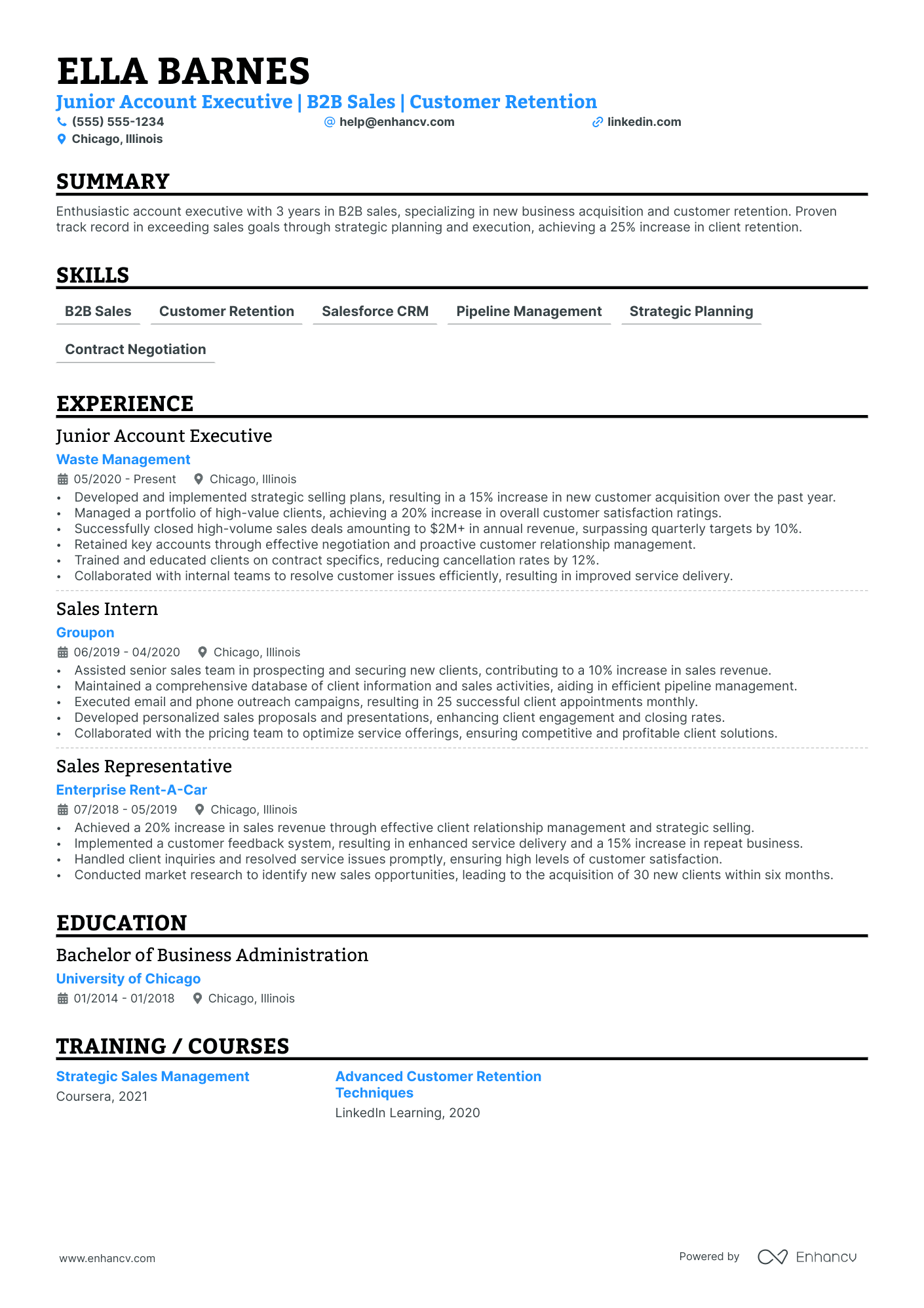 Outside Sales Account Executive resume example