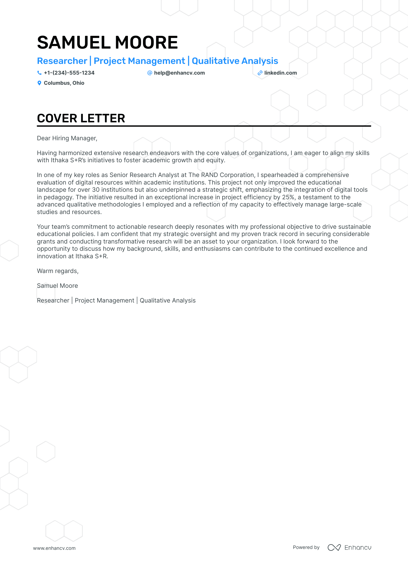 Researcher cover letter