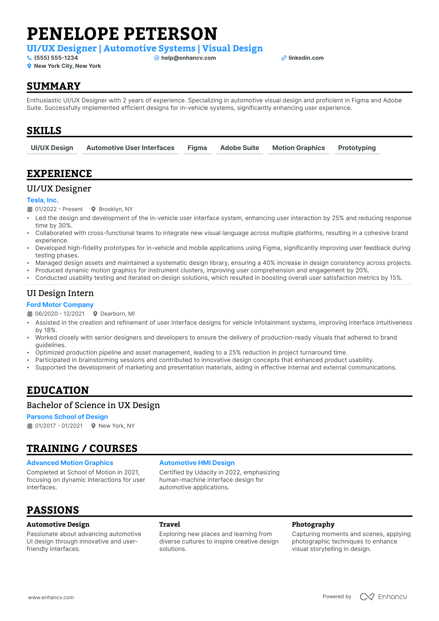 User Interface Graphic Designer resume example