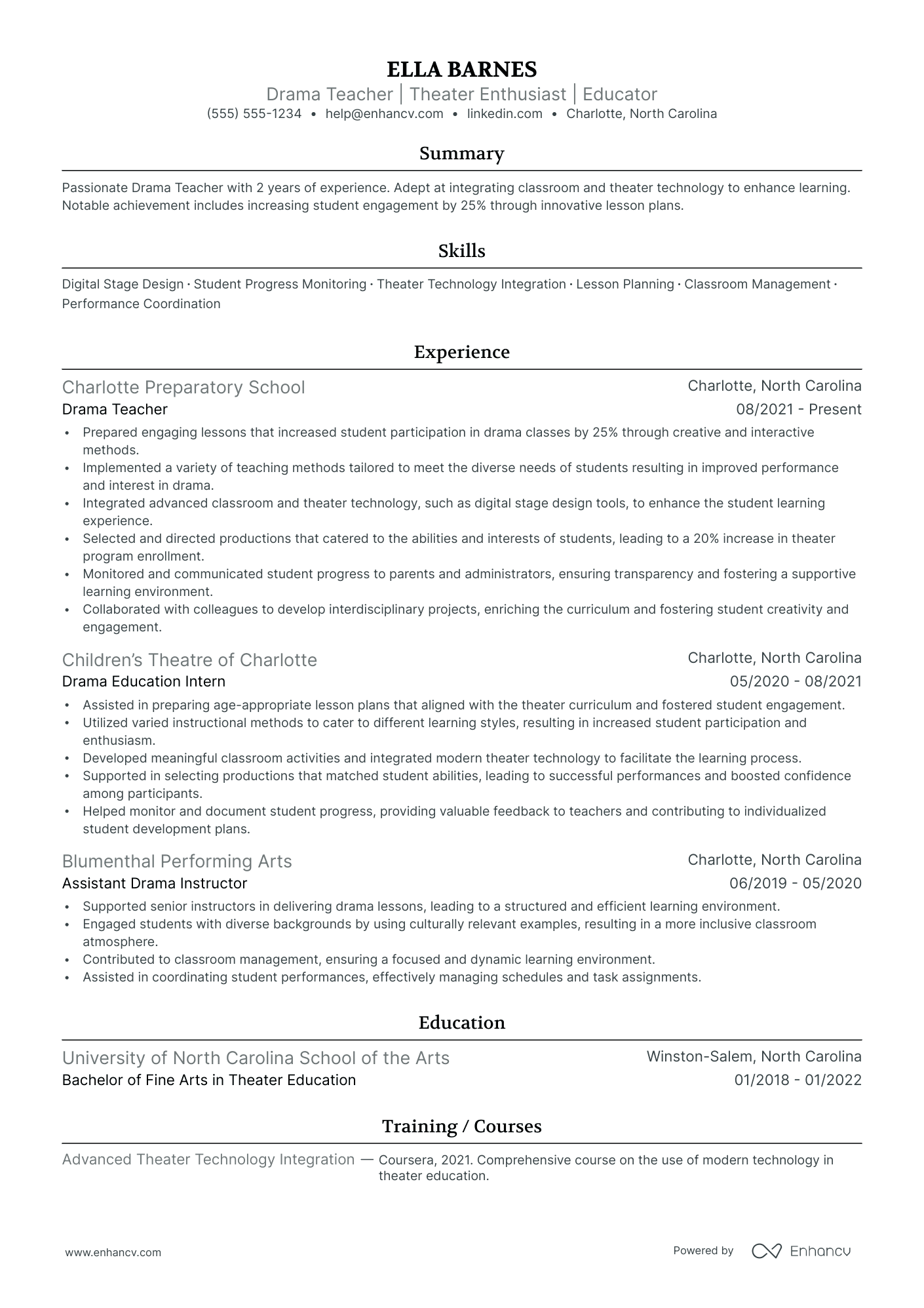 Drama Teacher Resume Example Resume Example