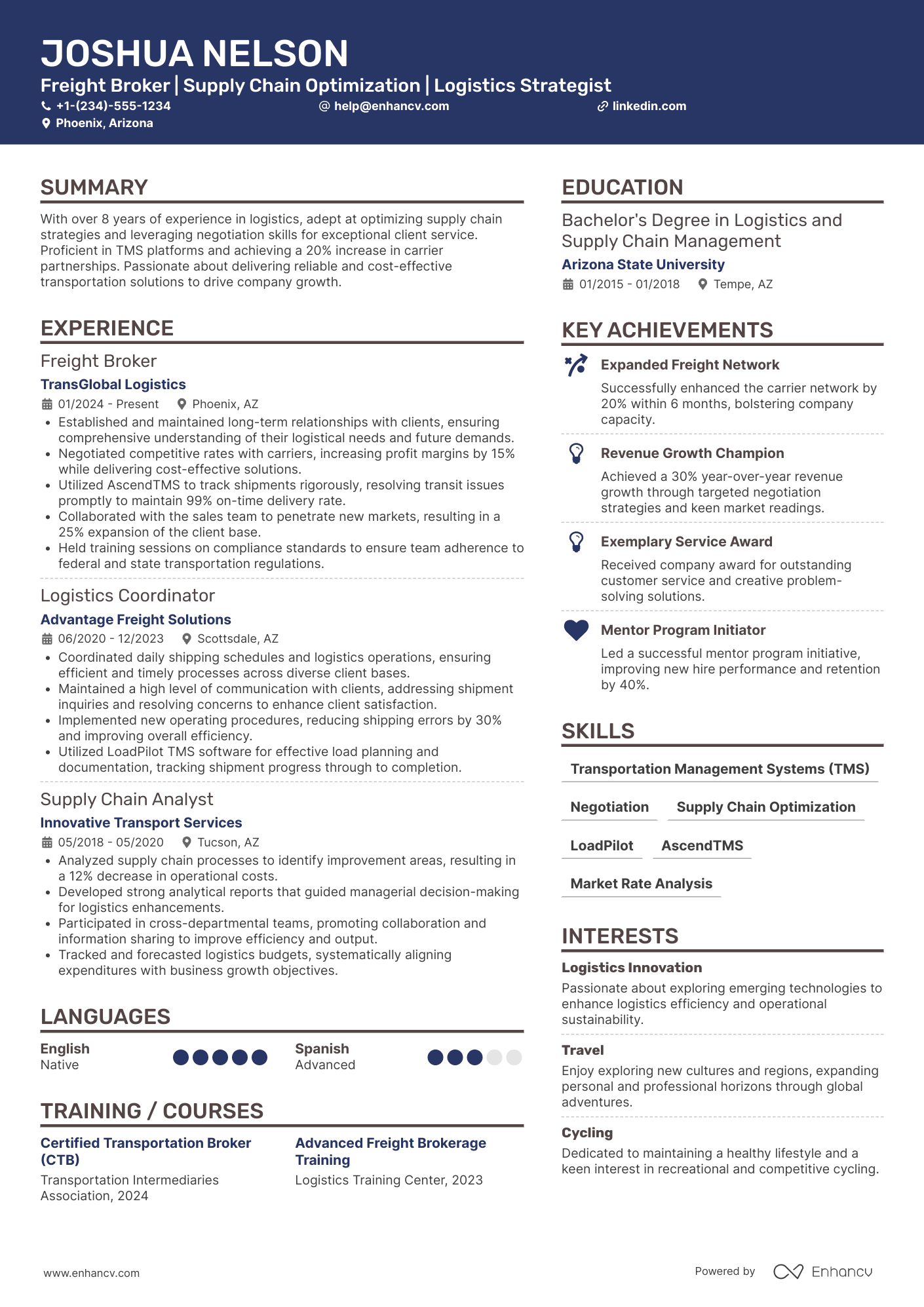 Freight Broker resume example