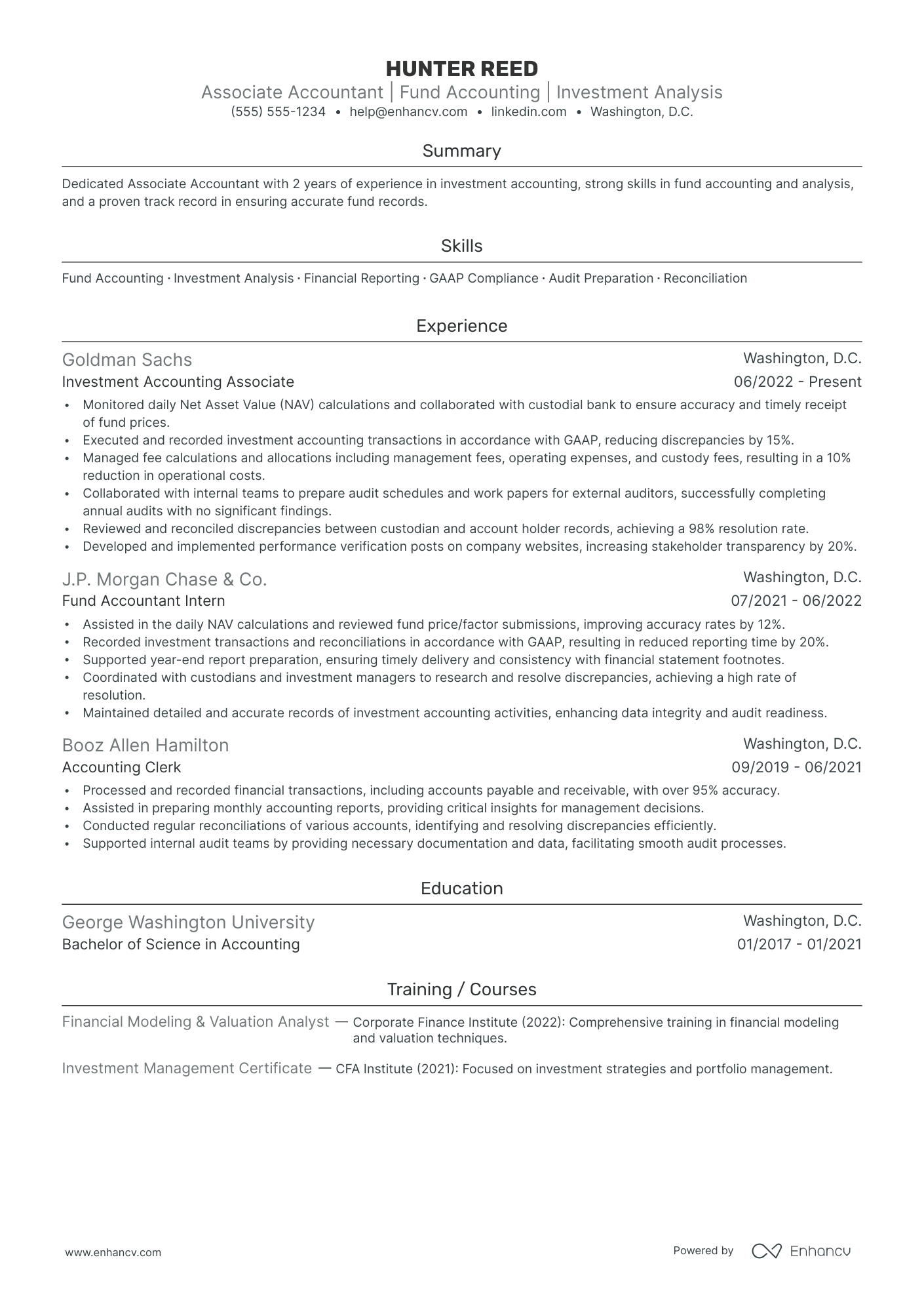 Investment Accountant resume example