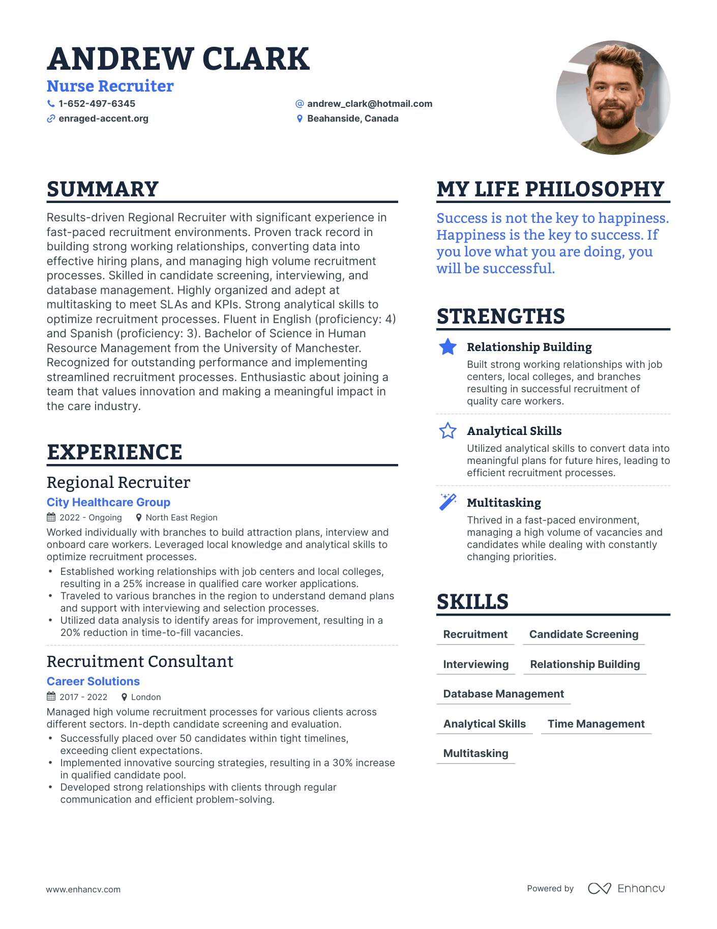 Nurse Recruiter resume example