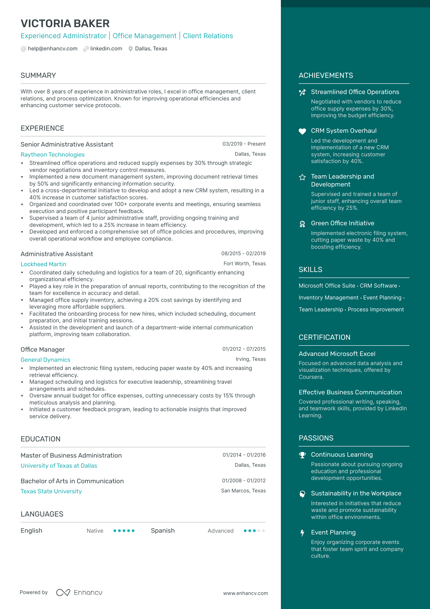 Secretary resume example