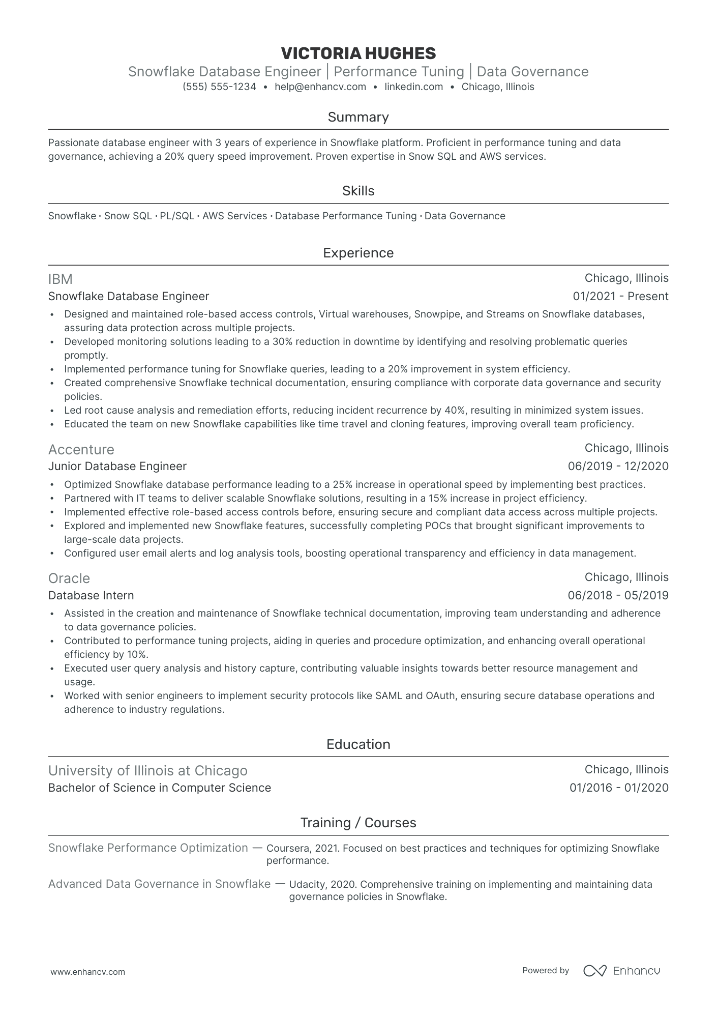 Snowflake resume example