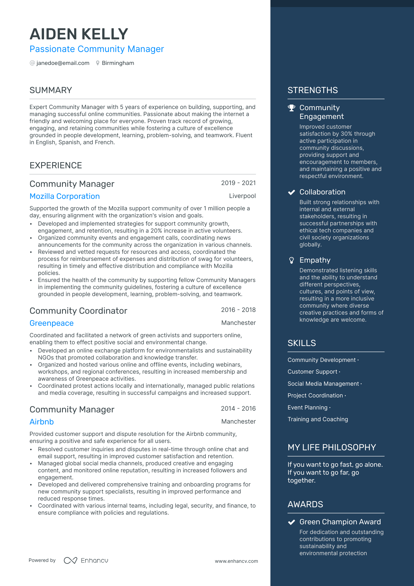 3 Community Manager CV Examples for 2024