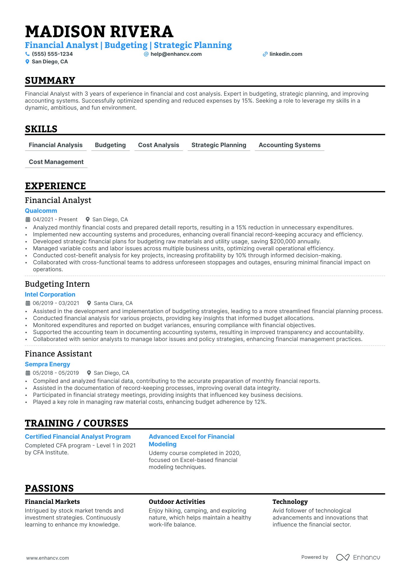 Cost Accountant resume example