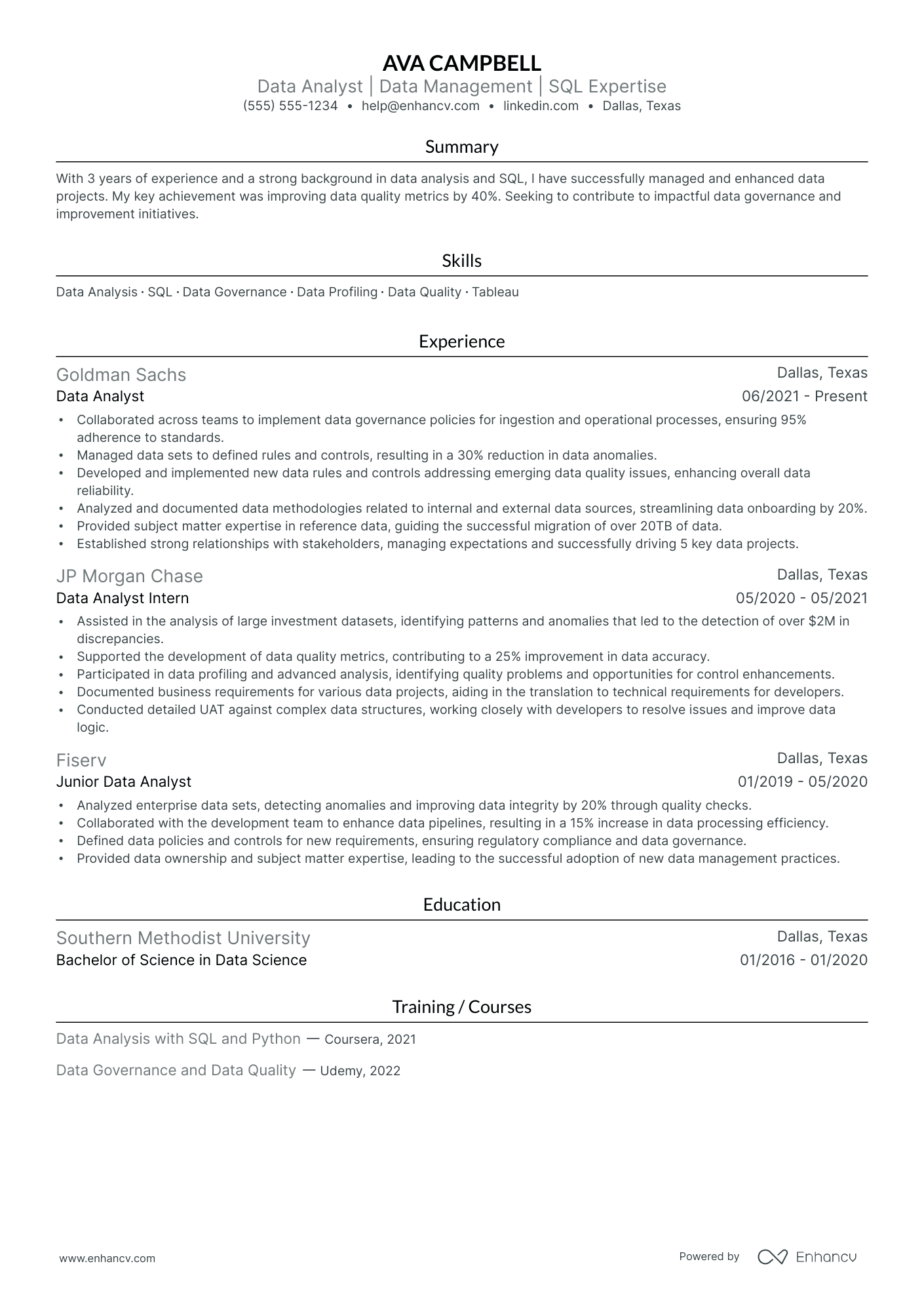 Senior Snowflake Data Analyst Resume Example Resume Example