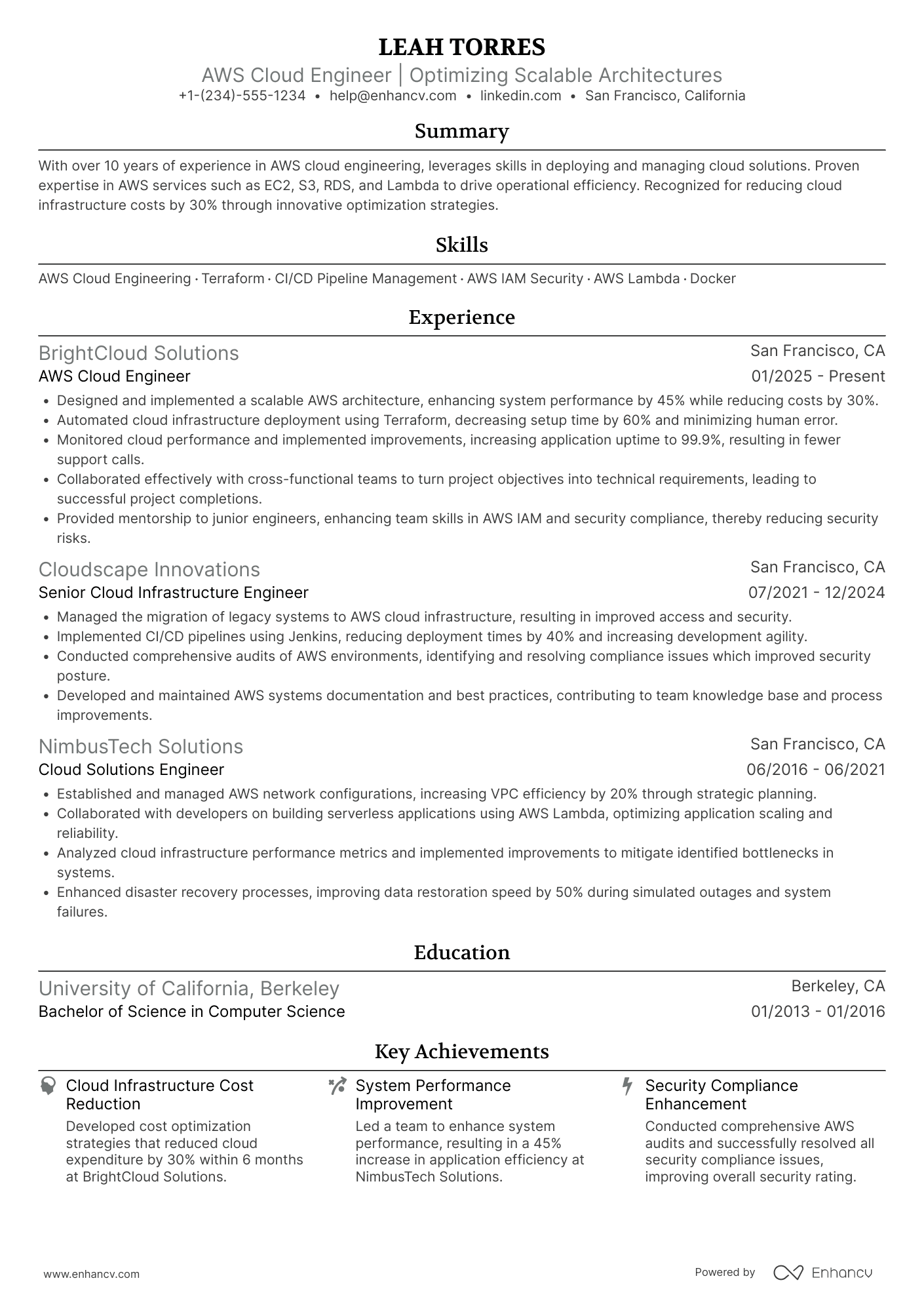 AWS resume example