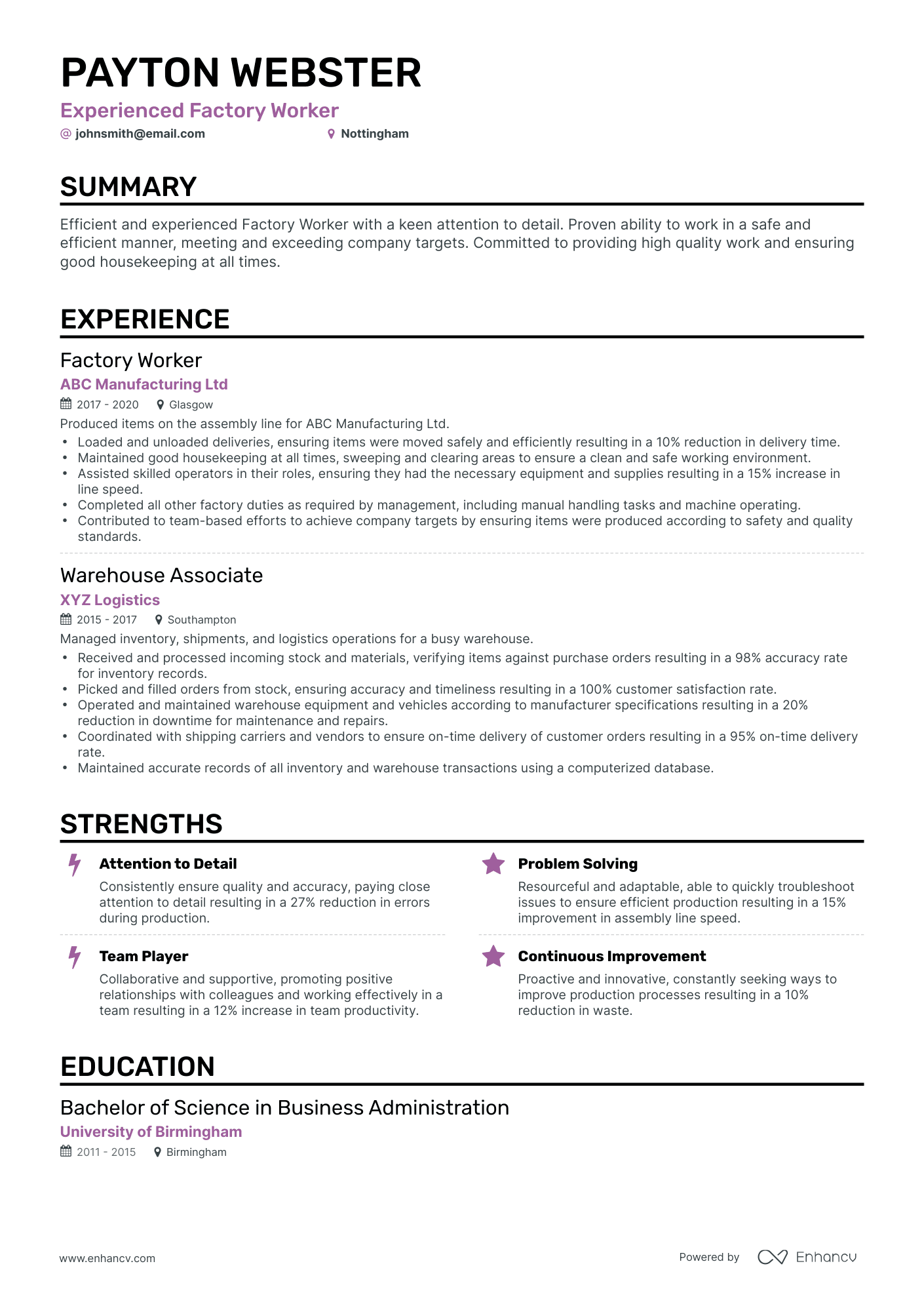 3 Factory Worker CV Examples For 2023