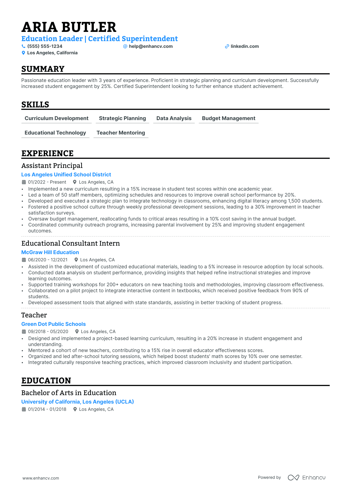 Senior Superintendent resume example