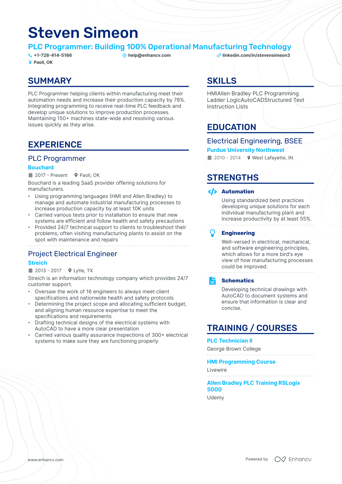 PLC Programmer resume example