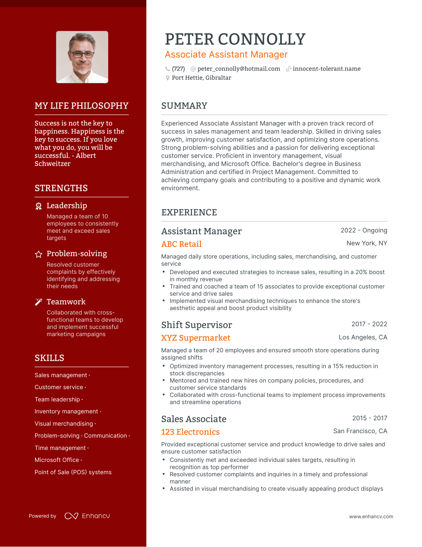 Associate Assistant Manager resume example