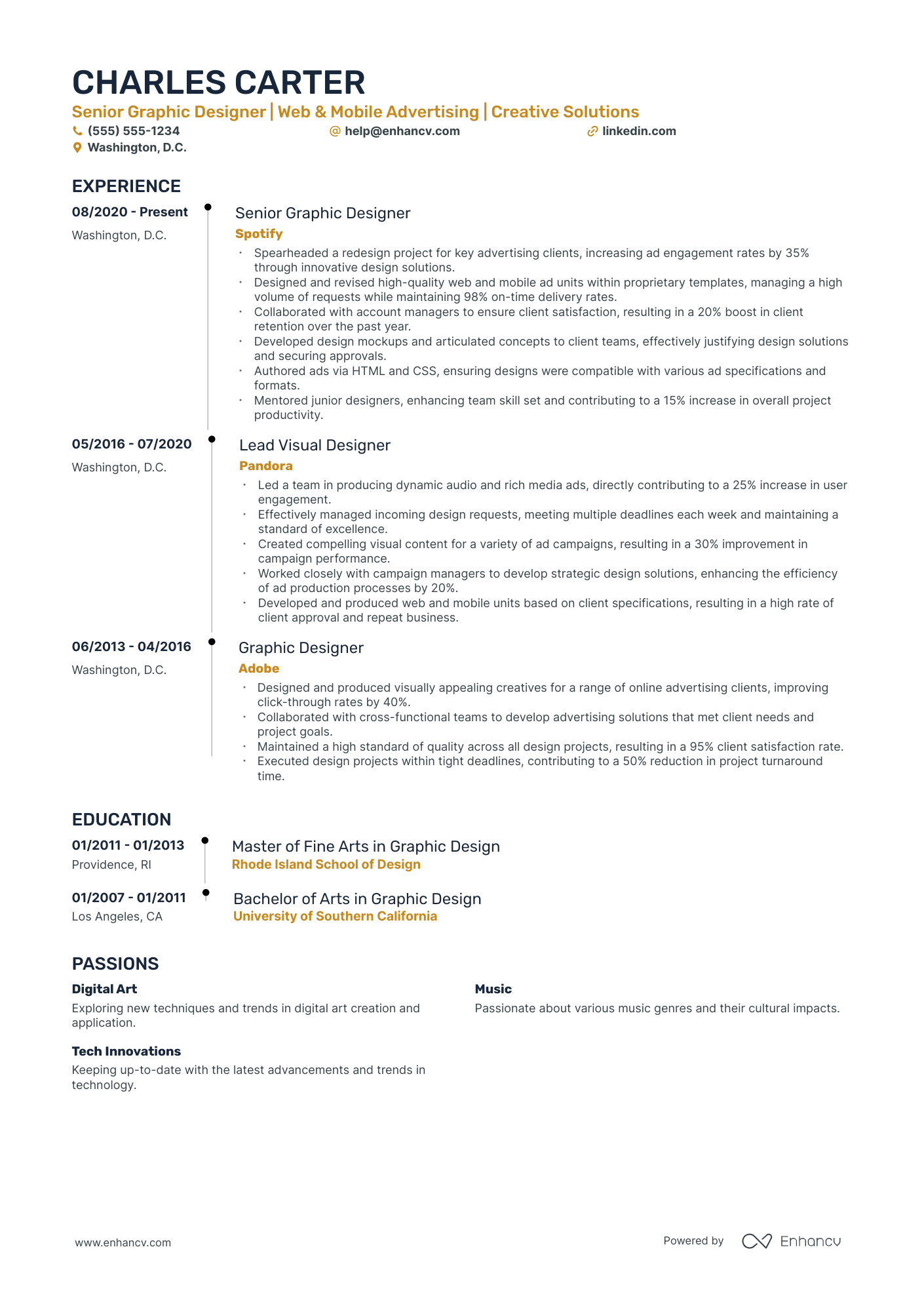 Junior Visual Designer resume example