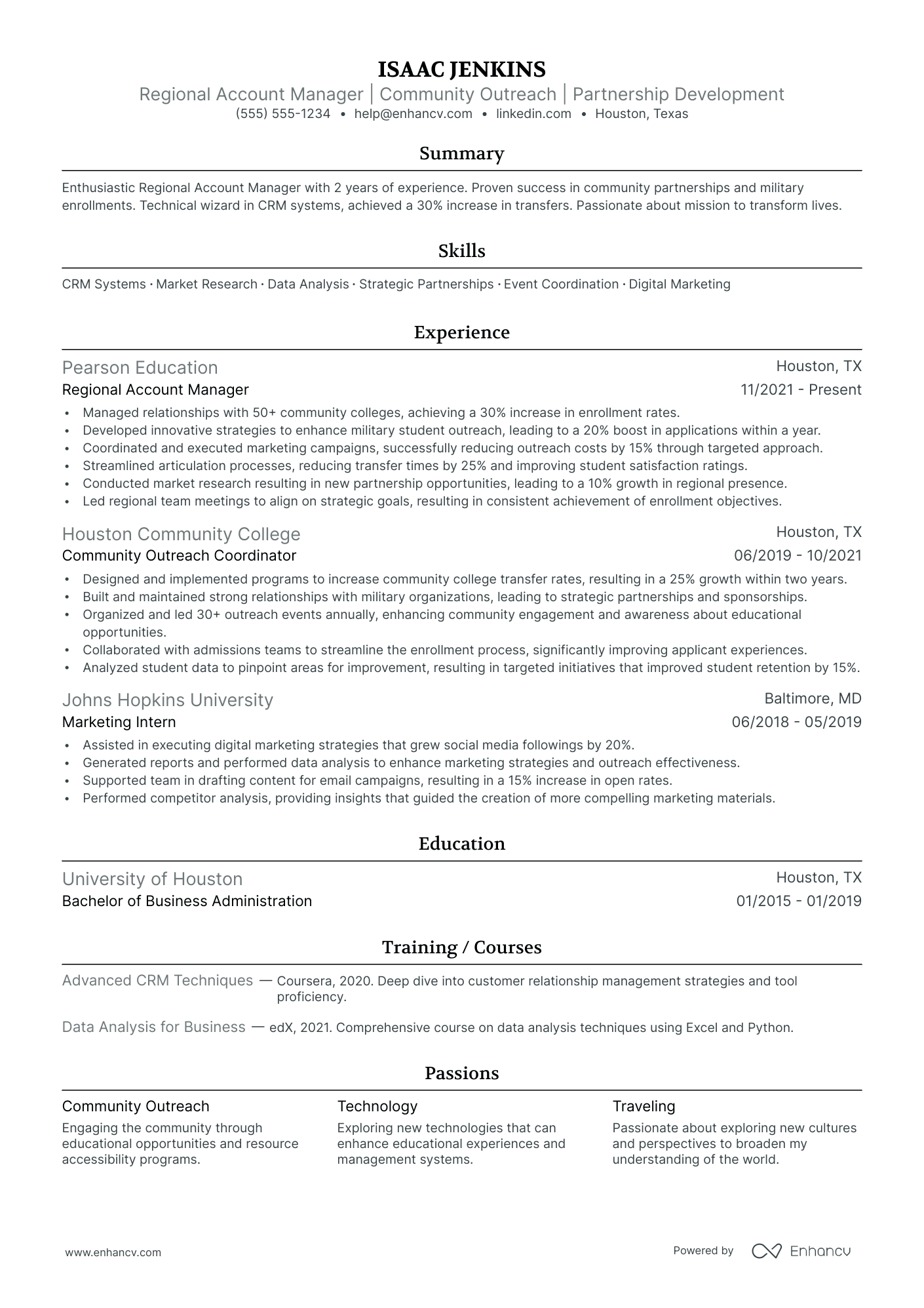 Regional Account Manager resume example