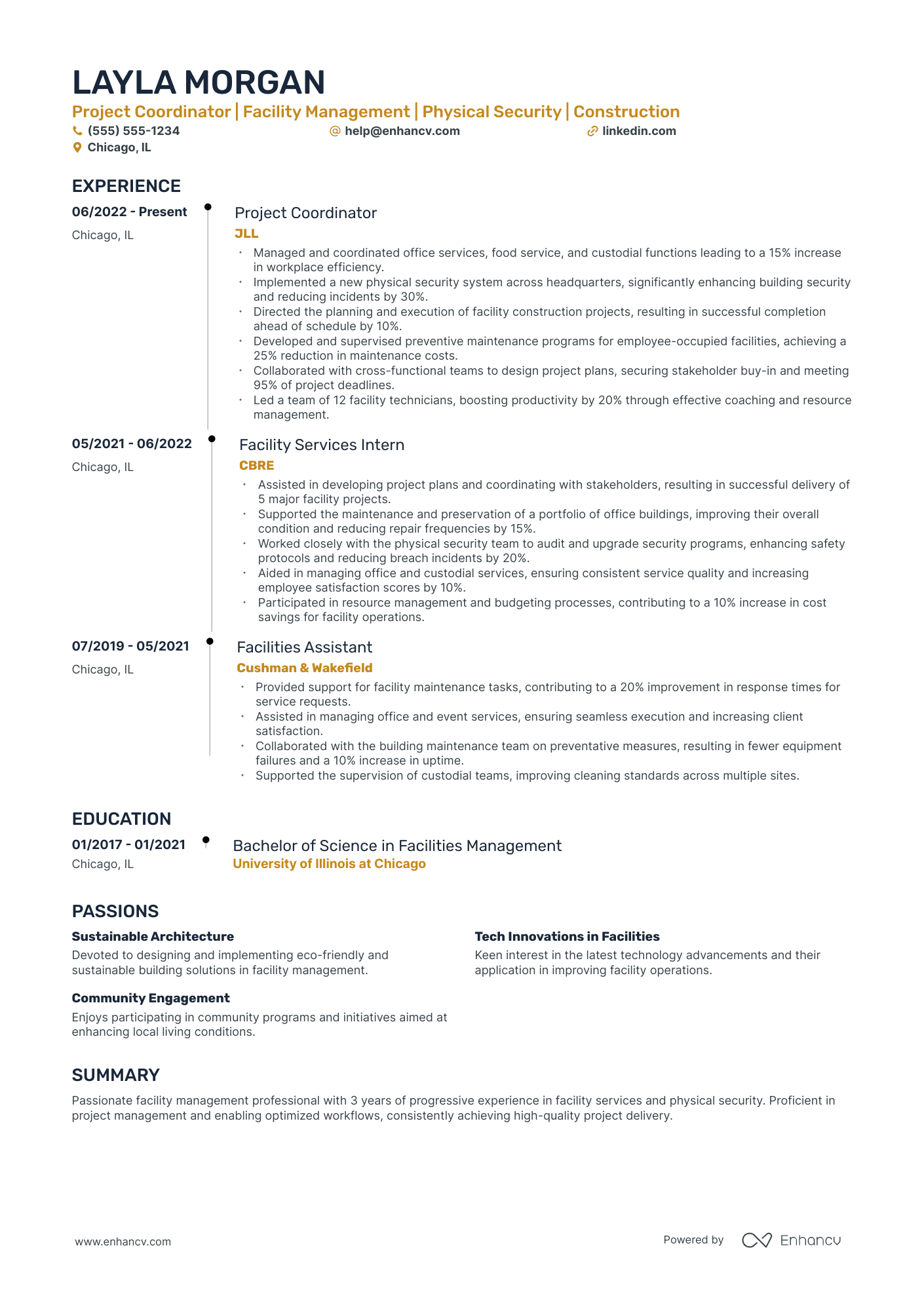 Facilities and Services Manager Resume Example Resume Example