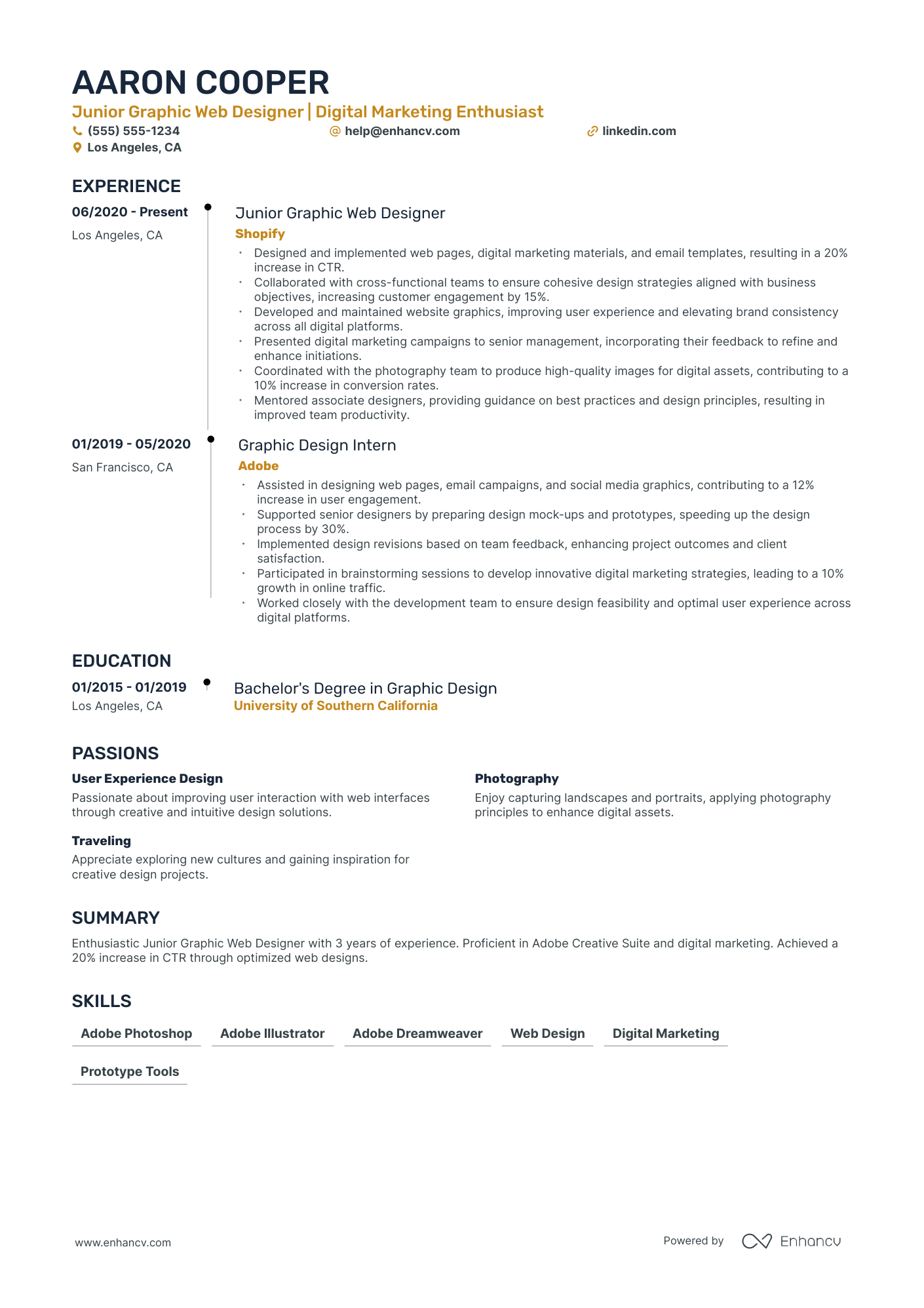 Web Graphic Designer resume example