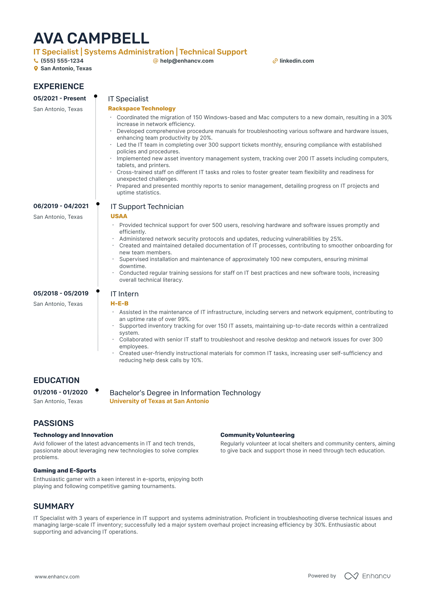 Information Technology (IT) Manager Resume Example Resume Example