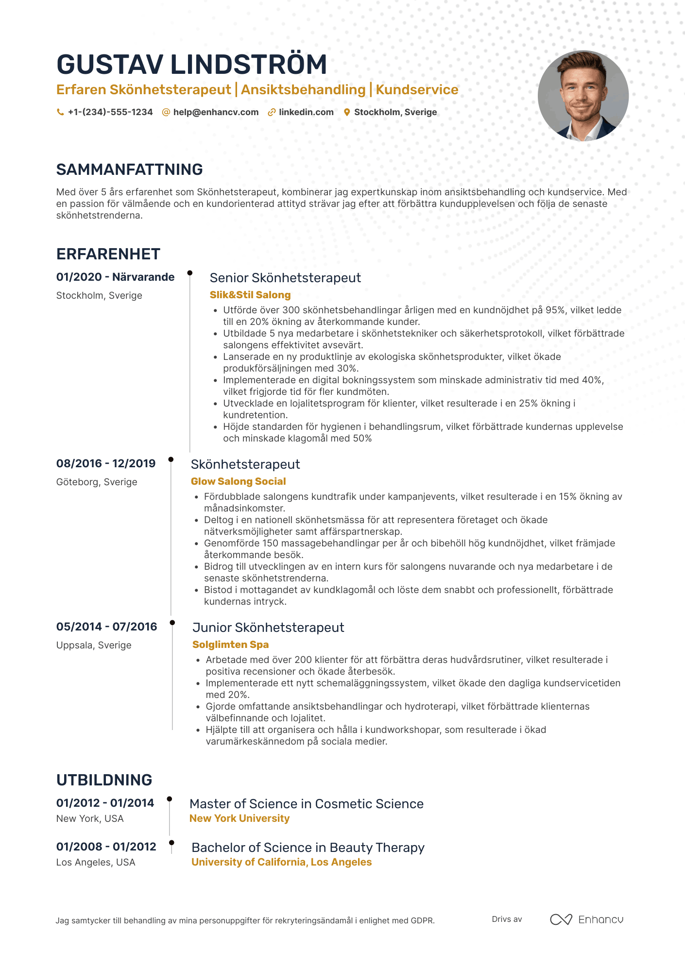 Skönhetsterapeut CV