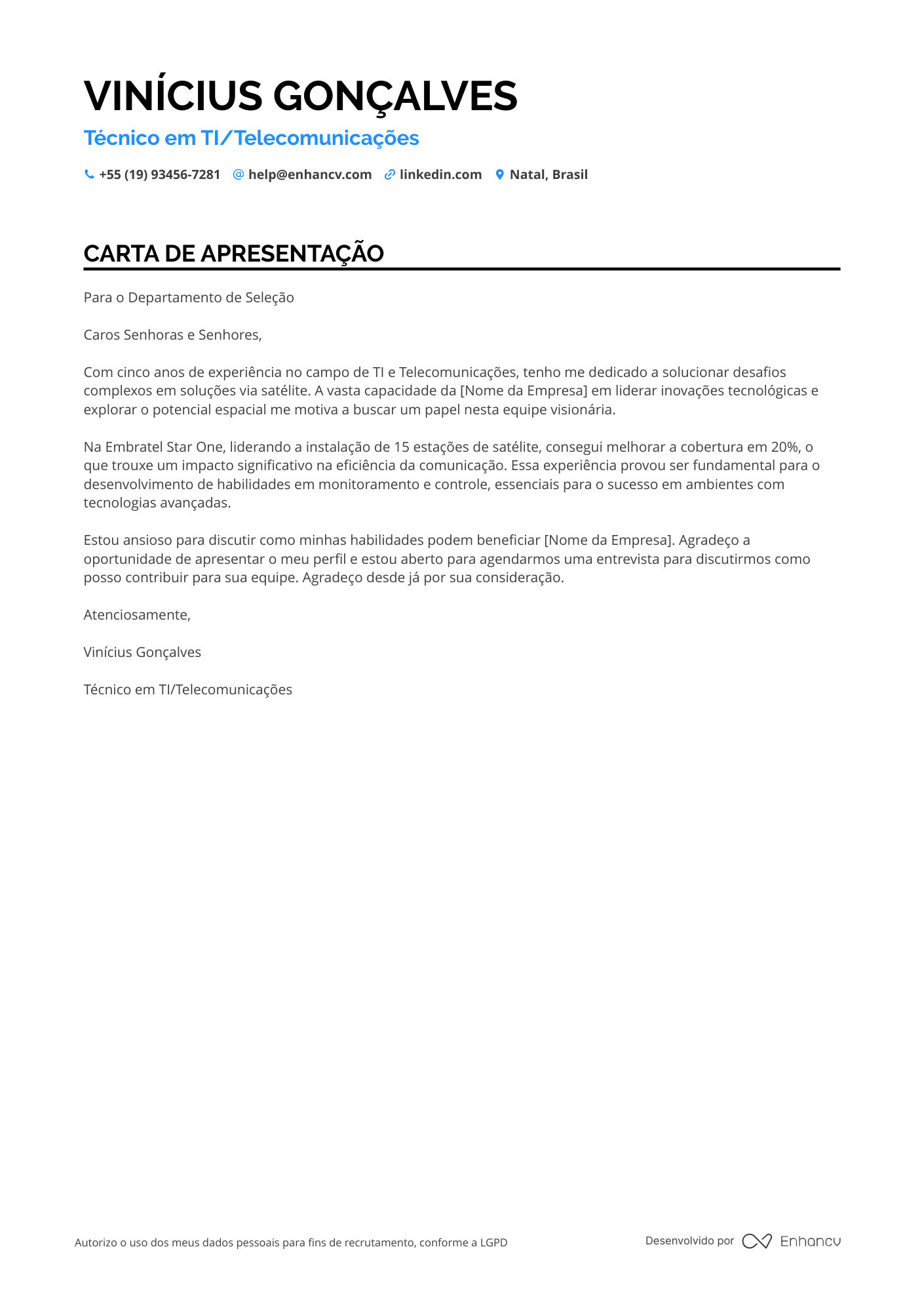 TI Carta de apresentação
