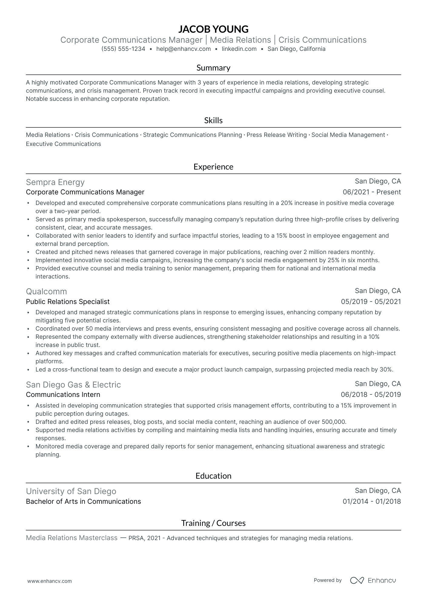 Communications Manager Resume Example Resume Example