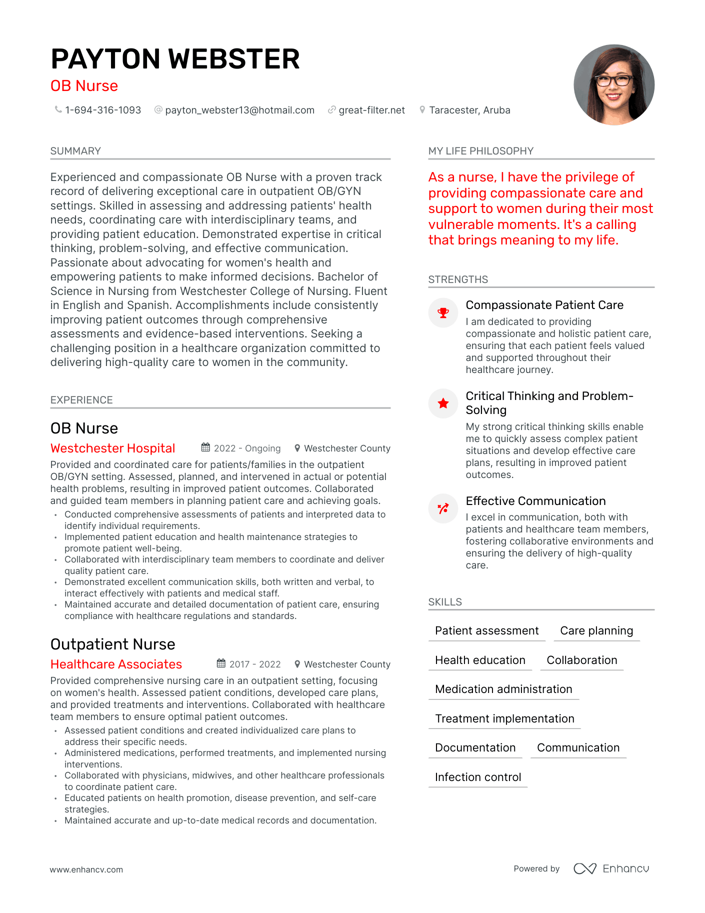 OB Nurse resume example