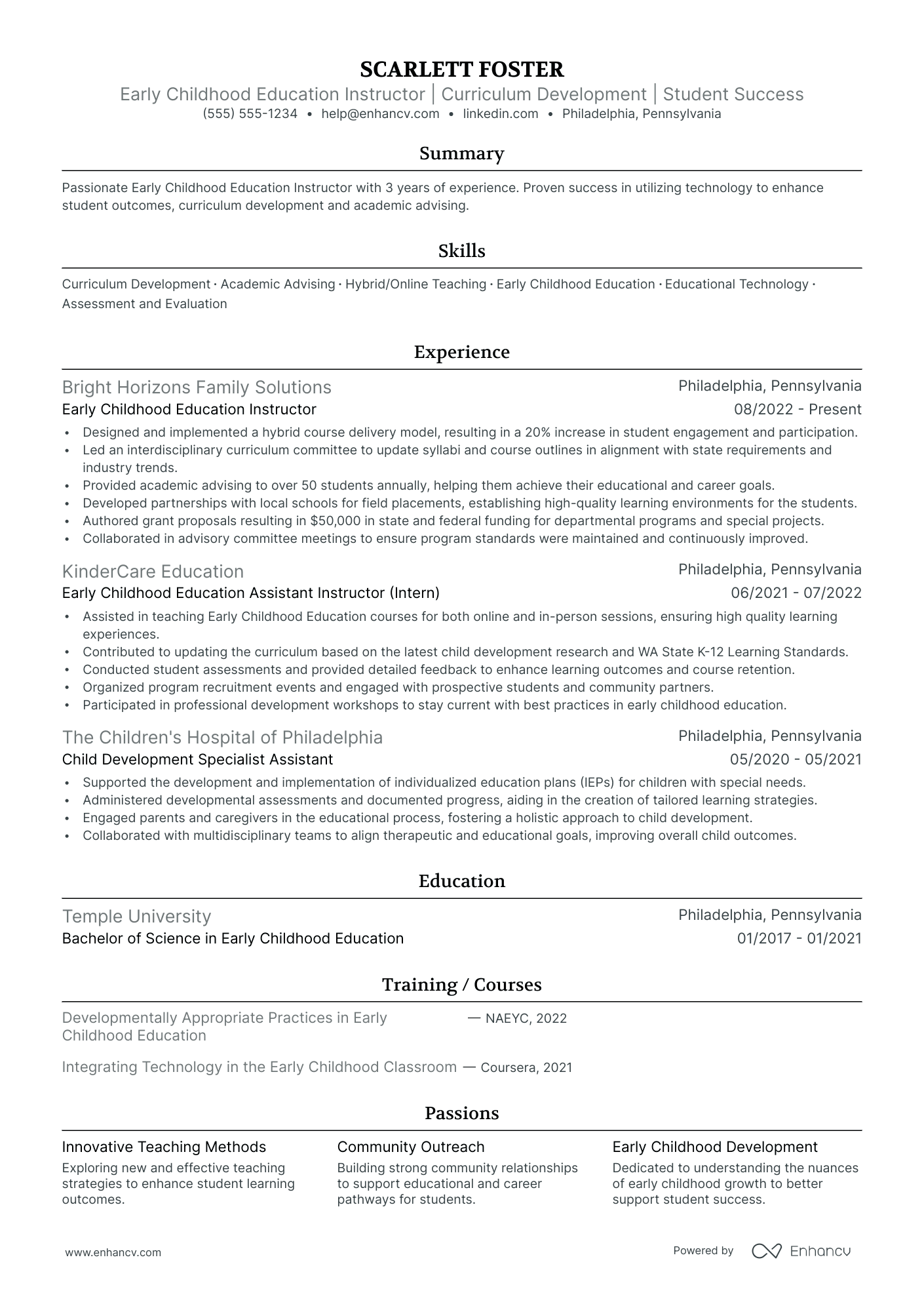 Childcare Educator resume example