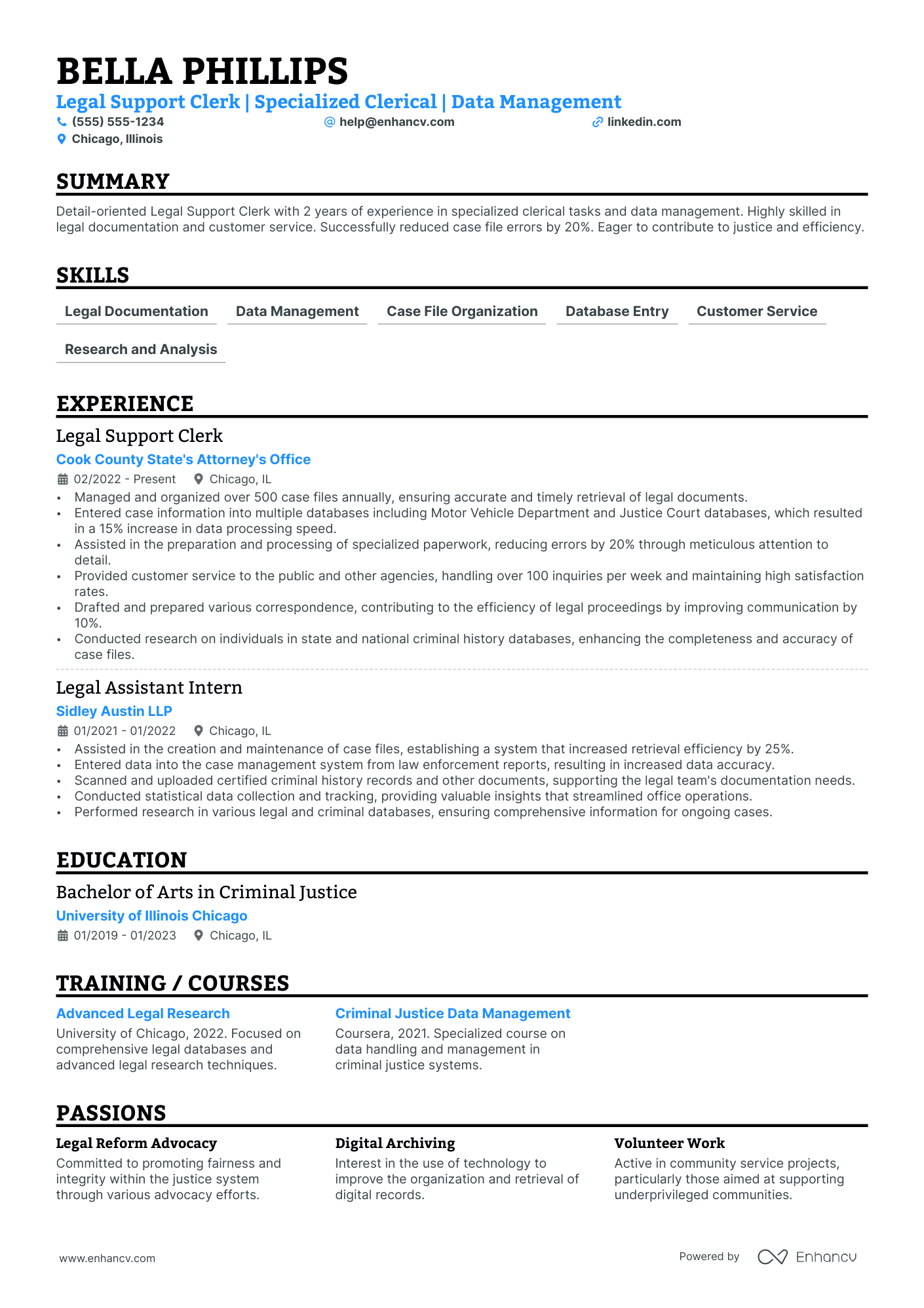 Legal Office Clerk resume example