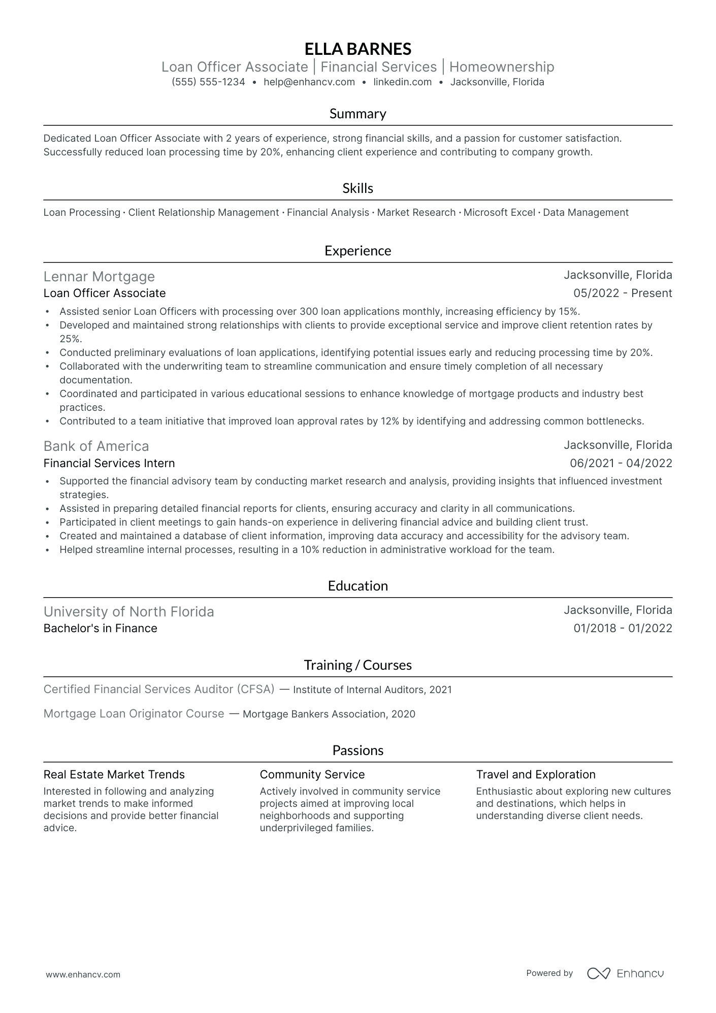 Loan Officer Associate resume example