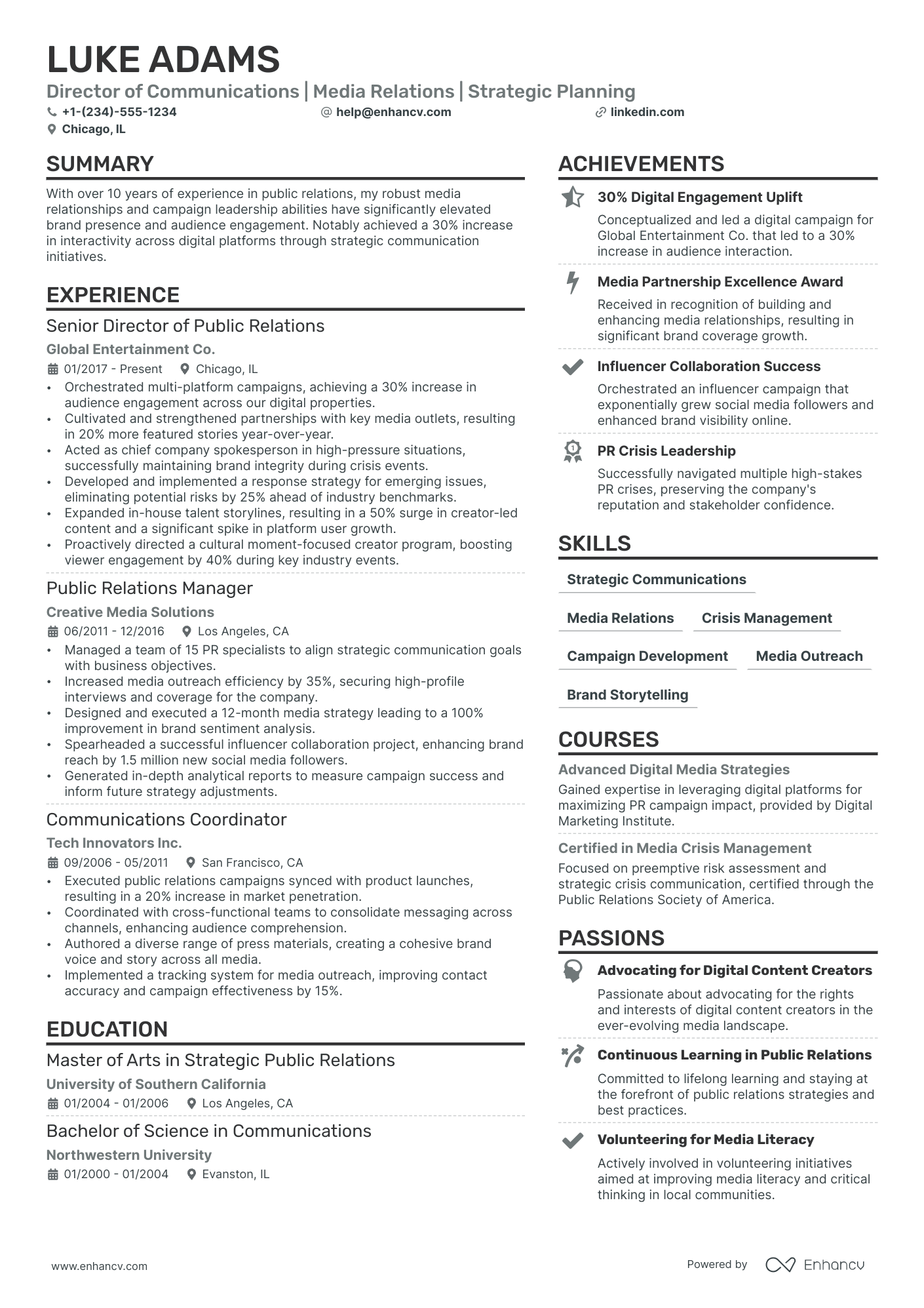 Director of Communications resume example