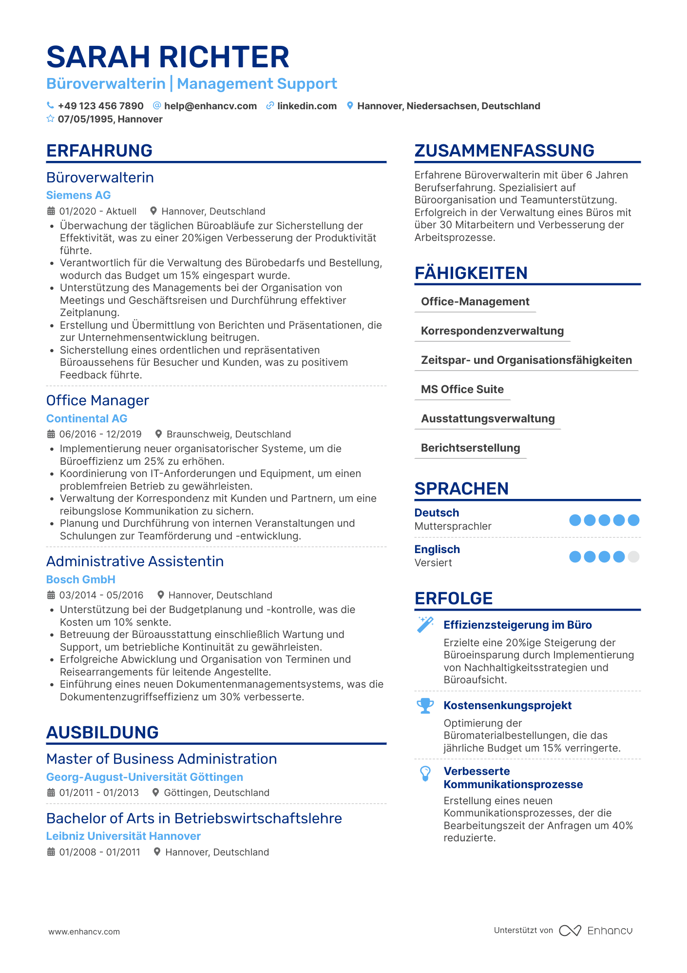 Büroverwalter CV