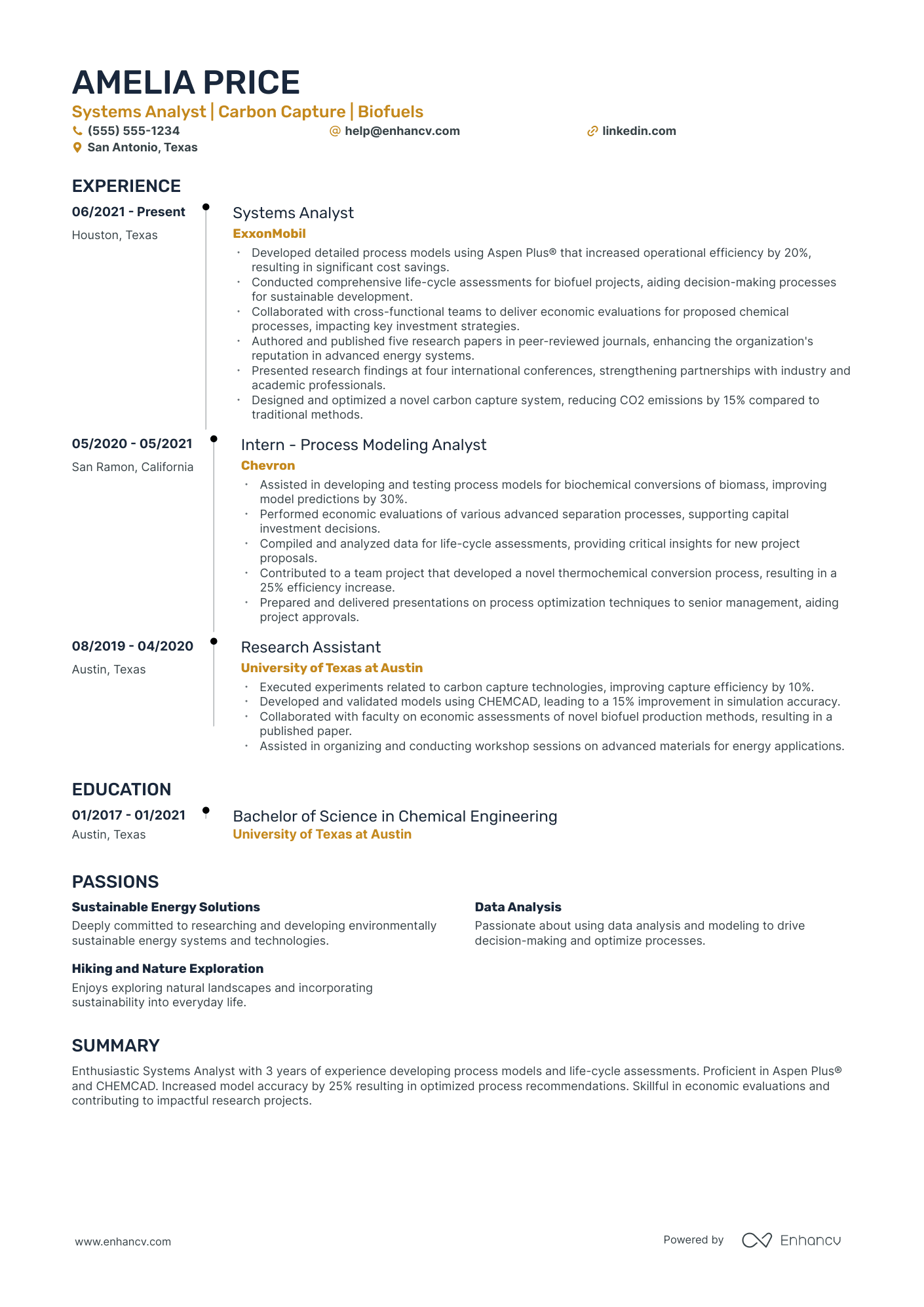 Chemical Systems Engineer resume example