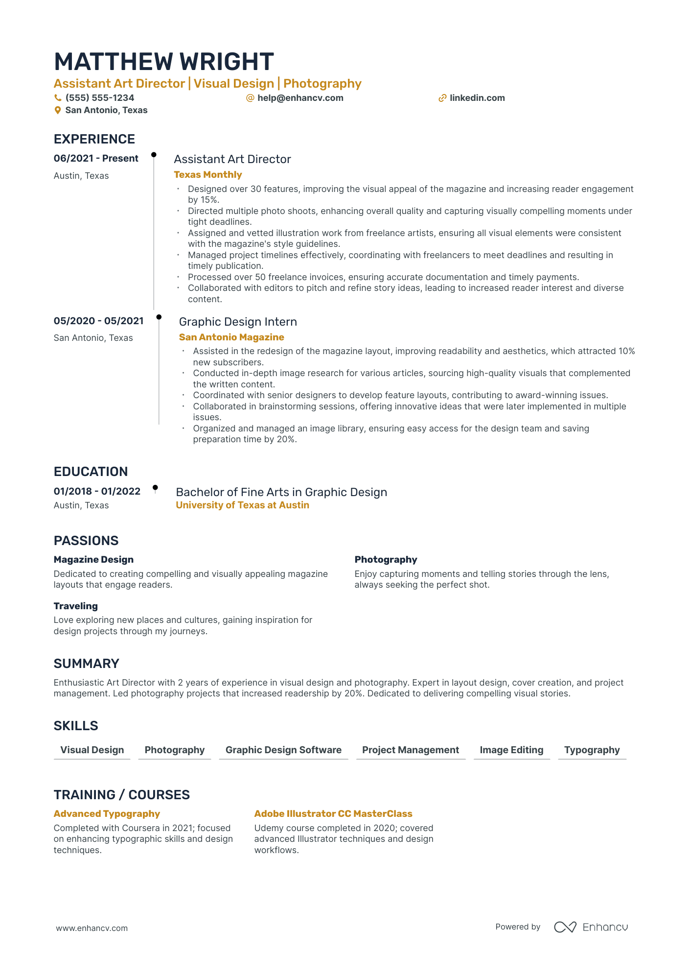 Magazine Art Director resume example